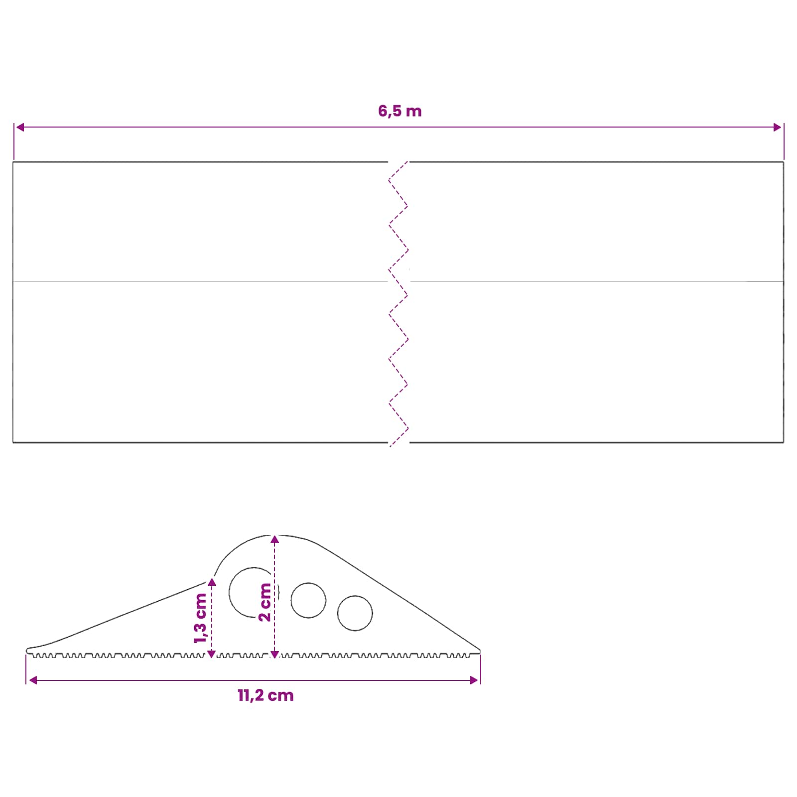 vidaXL Uszczelka podłogowa do garażu 112 x 20 mm 6,5 m Guma EPDM