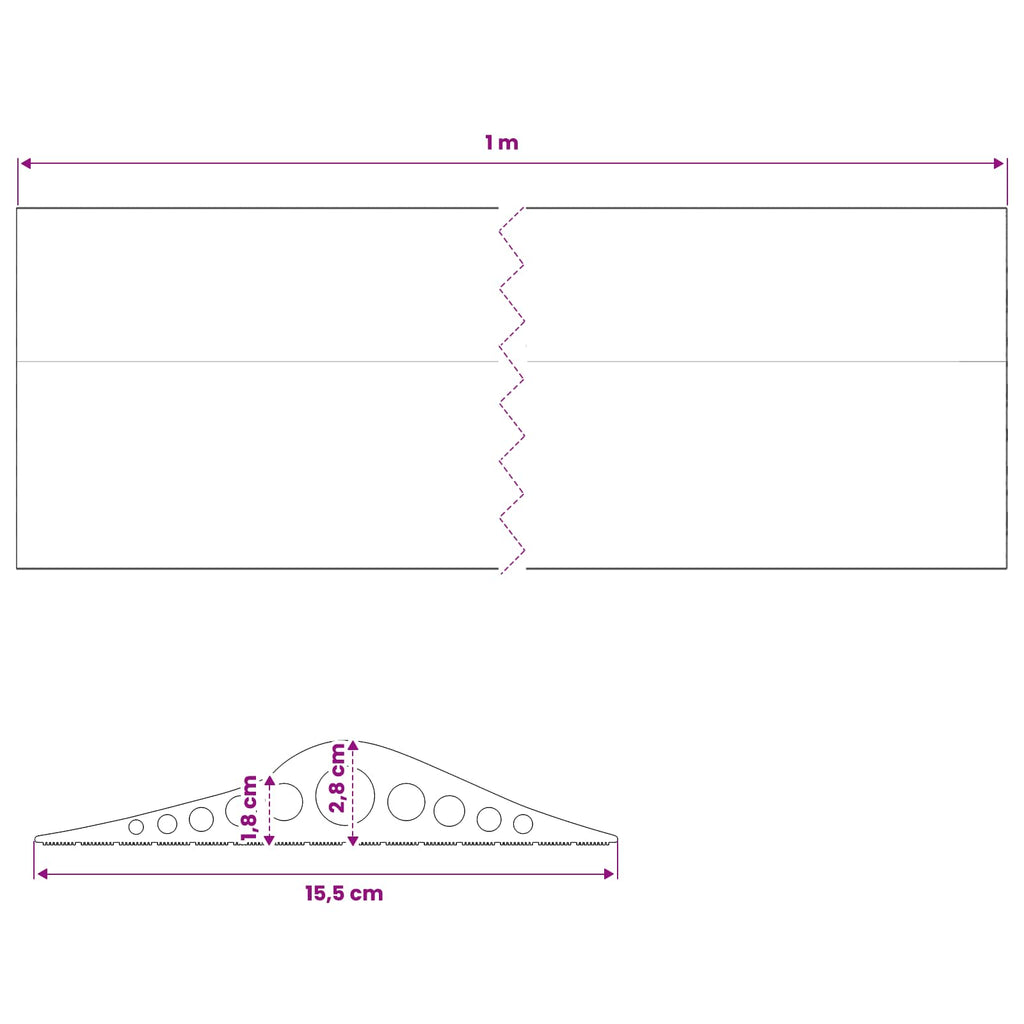 vidaXL Uszczelka podłogowa do garażu Czarny 155 x 28 mm 1 m Guma EPDM