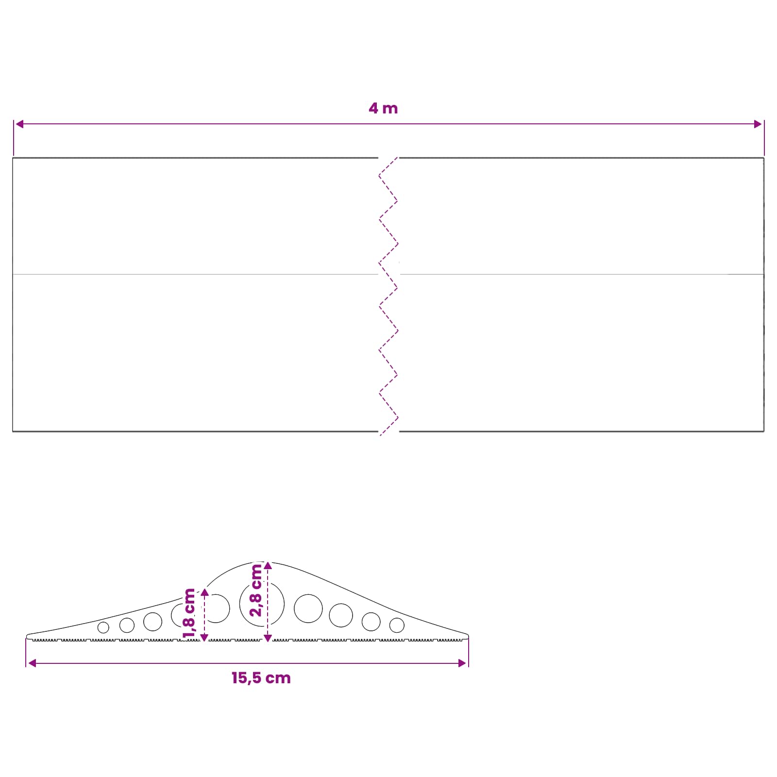 vidaXL Uszczelka podłogowa do garażu Czarny 155 x 28 mm 4 m Guma EPDM