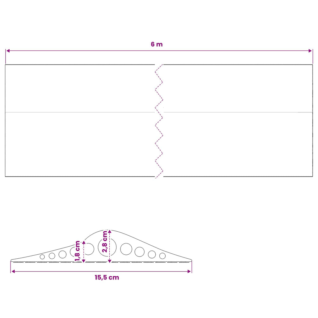 vidaXL Uszczelka podłogowa do garażu Czarny 155 x 28 mm 6 m Guma EPDM