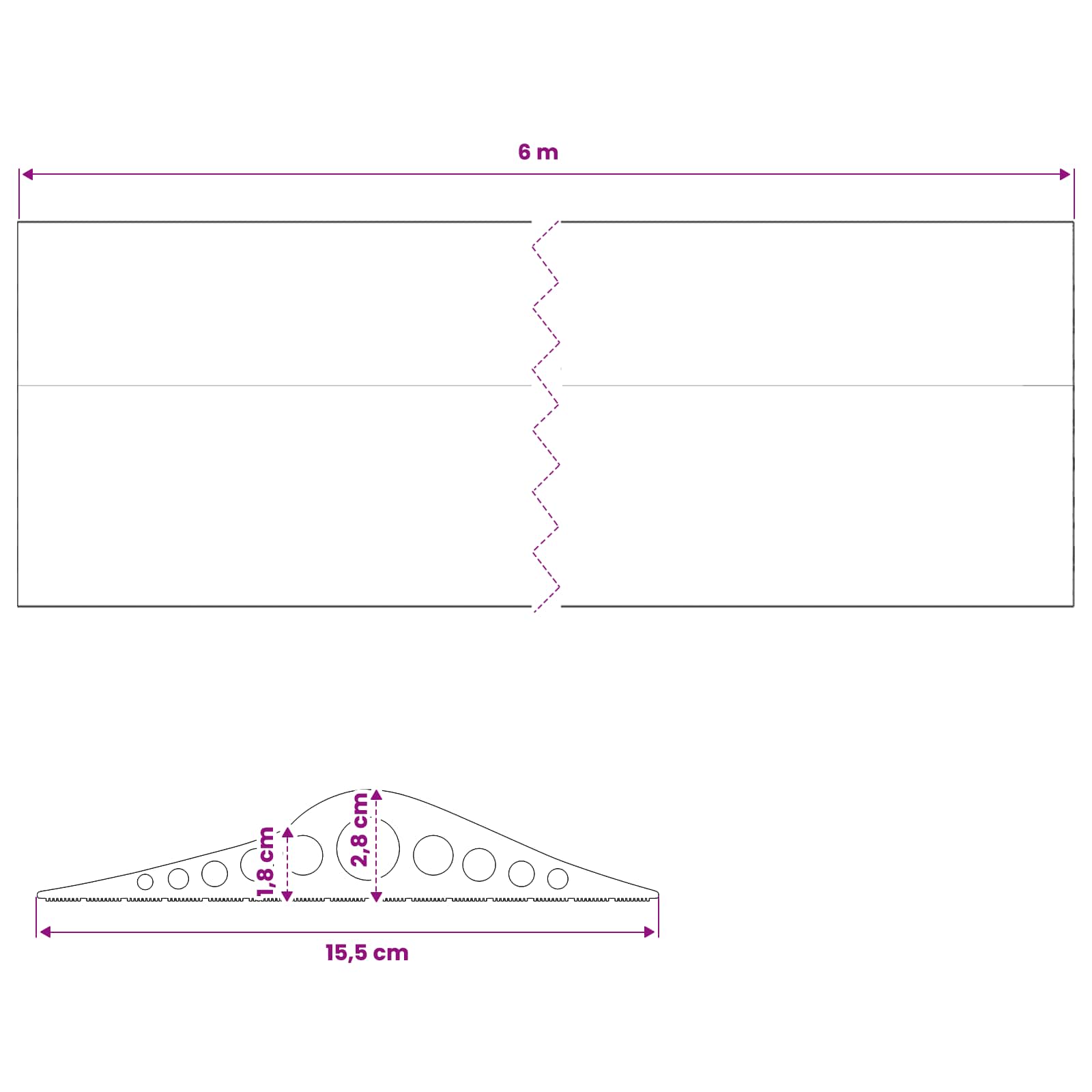 vidaXL Uszczelka podłogowa do garażu Czarny 155 x 28 mm 6 m Guma EPDM