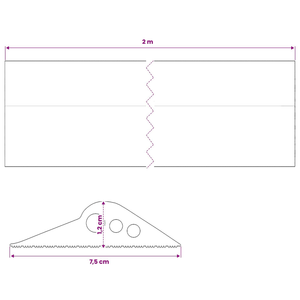 vidaXL Uszczelka podłogowa do garażu Czarny 75 x 12 mm 2 m Guma EPDM