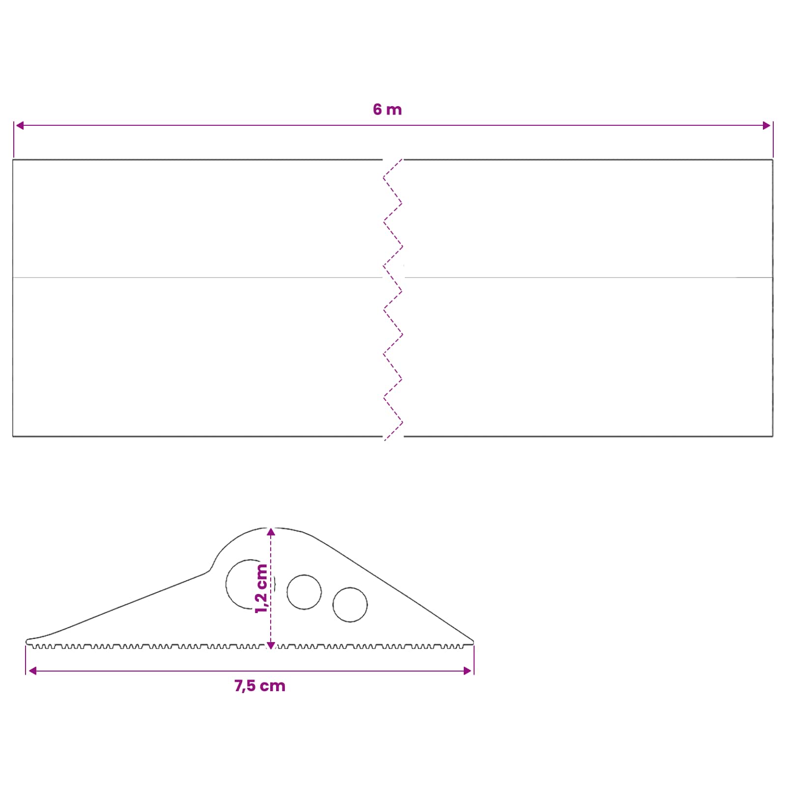 vidaXL Uszczelka podłogowa do garażu Czarny 75 x 12 mm 6 m Guma EPDM
