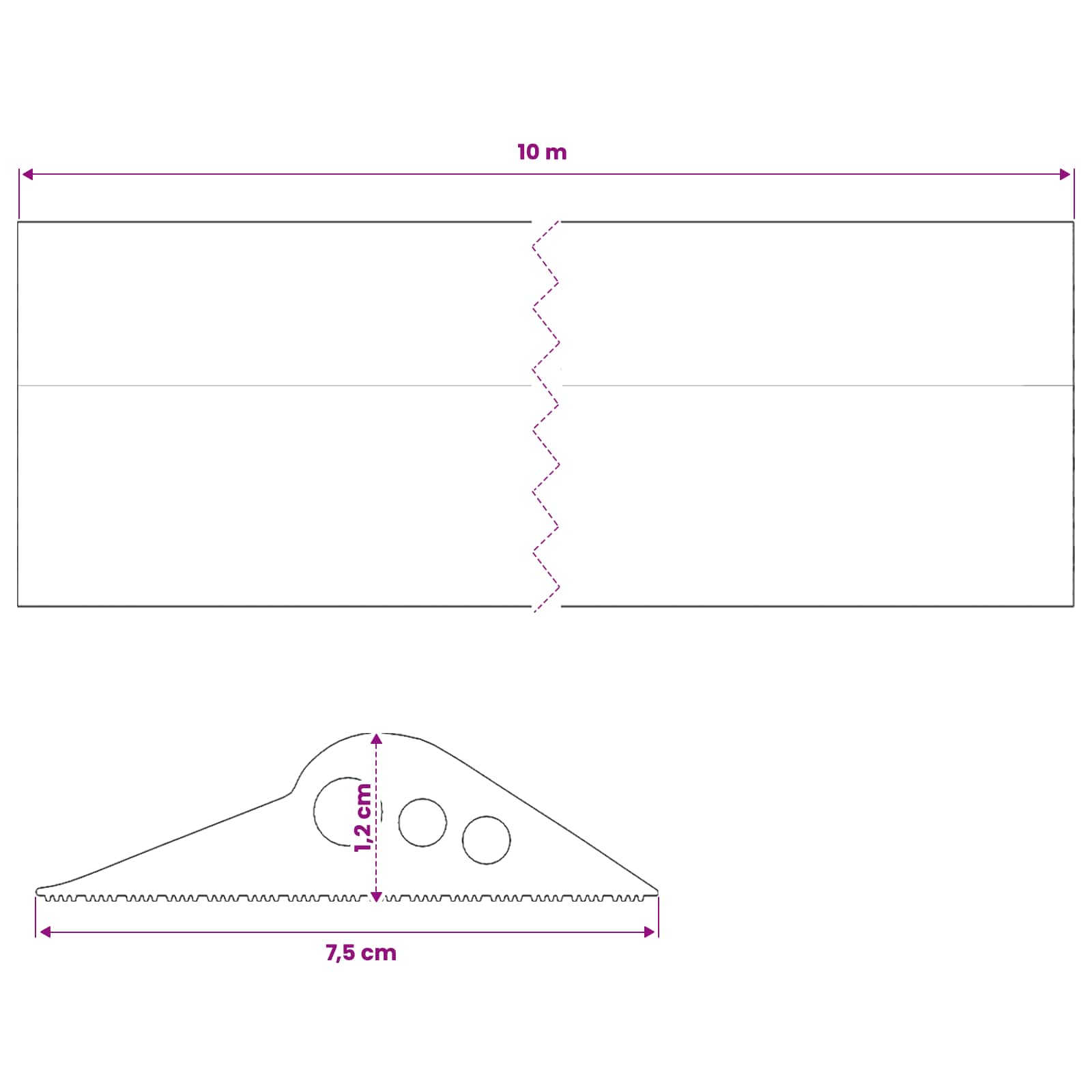 vidaXL Uszczelka podłogowa do garażu Czarny 75 x 12 mm 10 m Guma EPDM