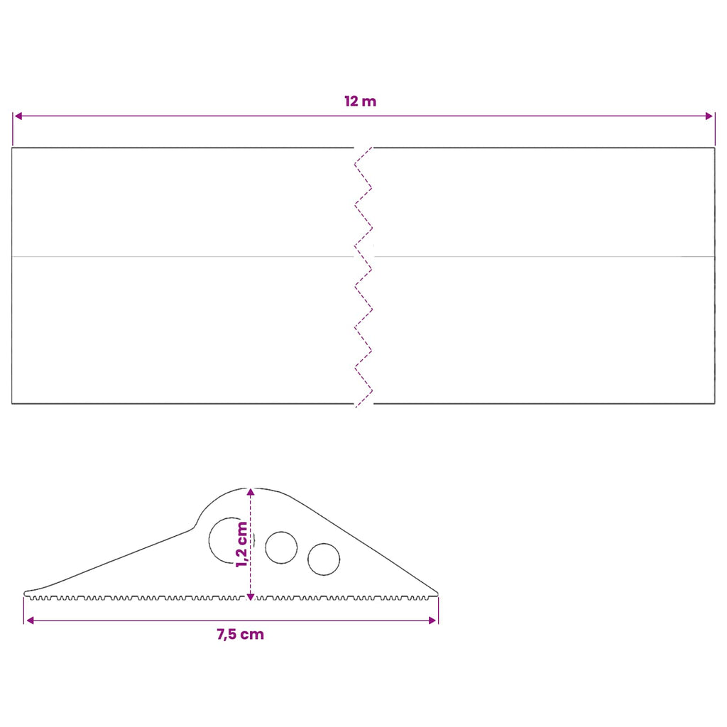 vidaXL Uszczelka podłogowa do garażu Czarny 75 x 12 mm 12 m Guma EPDM