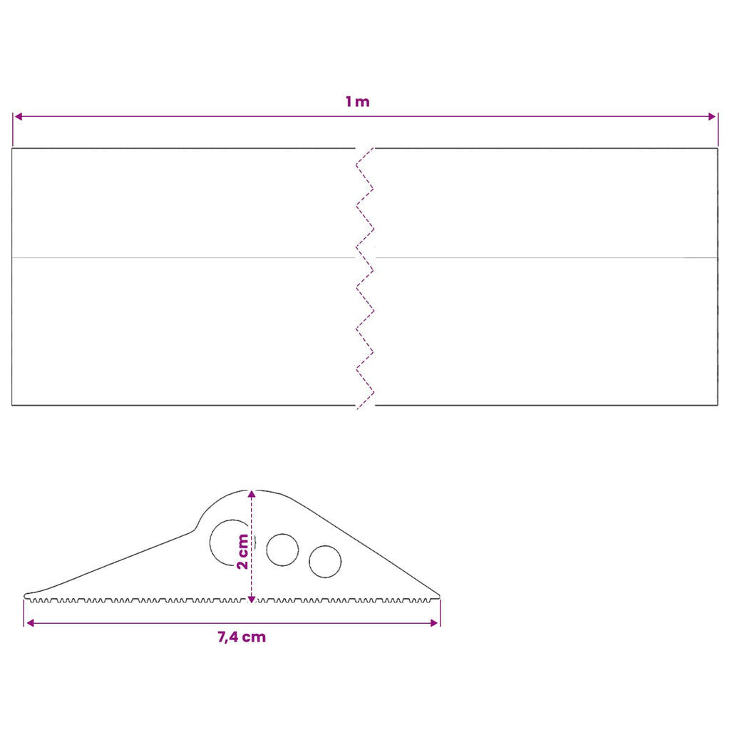 vidaXL Uszczelka podłogowa do garażu Czarny 74 x 20 mm 1 m Guma EPDM