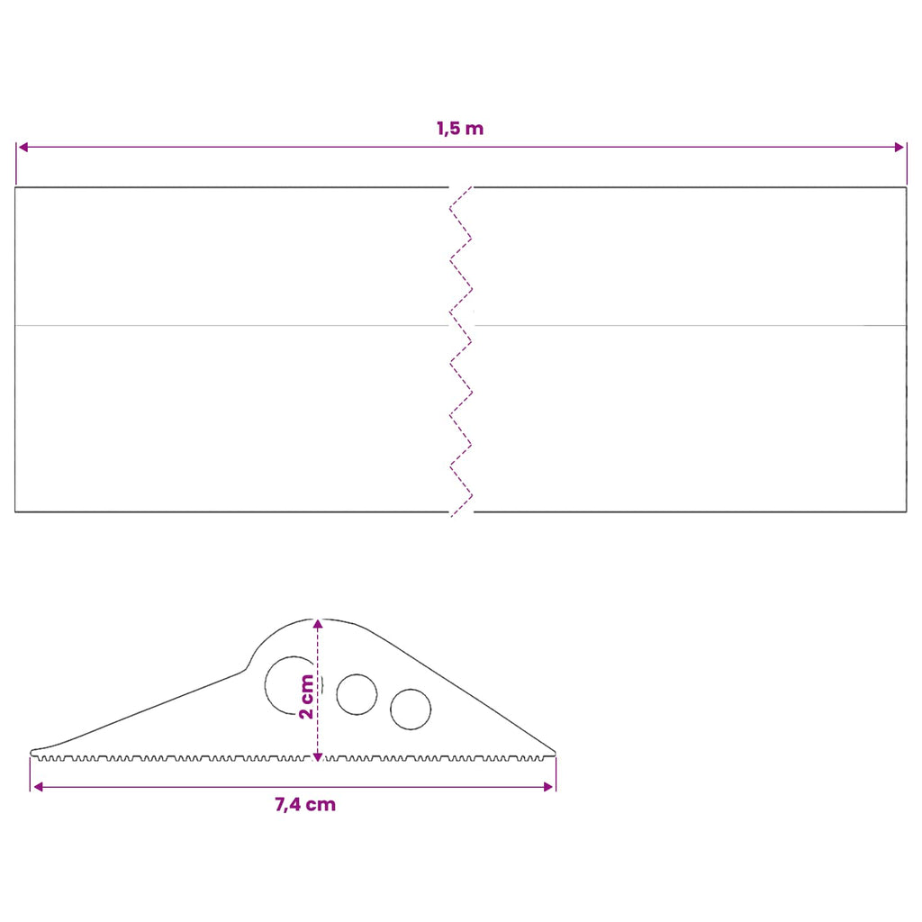 vidaXL Uszczelka podłogowa do garażu Czarny 74 x 20 mm 1,5 m Guma EPDM
