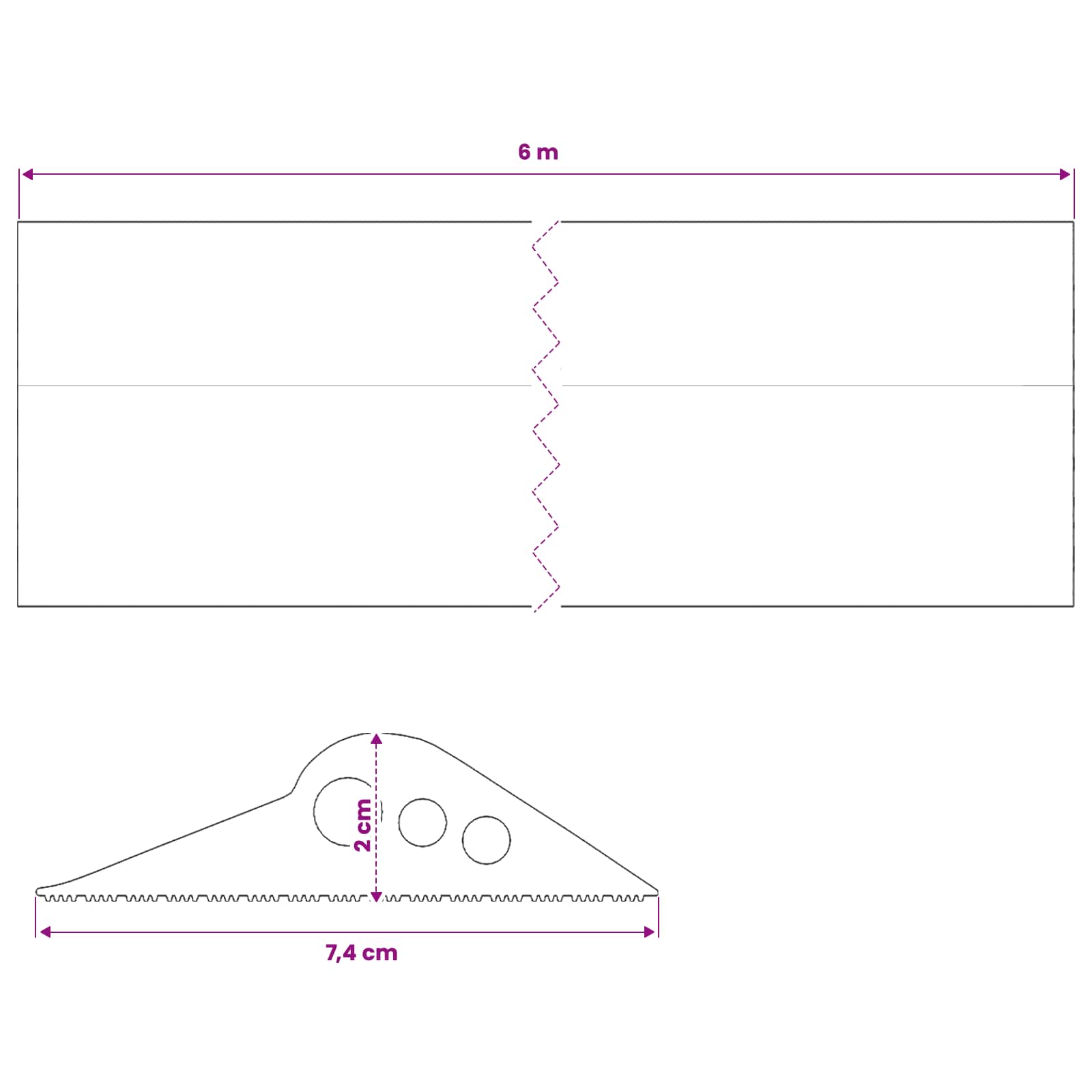 vidaXL Uszczelka podłogowa do garażu Czarny 74 x 20 mm 6 m Guma EPDM