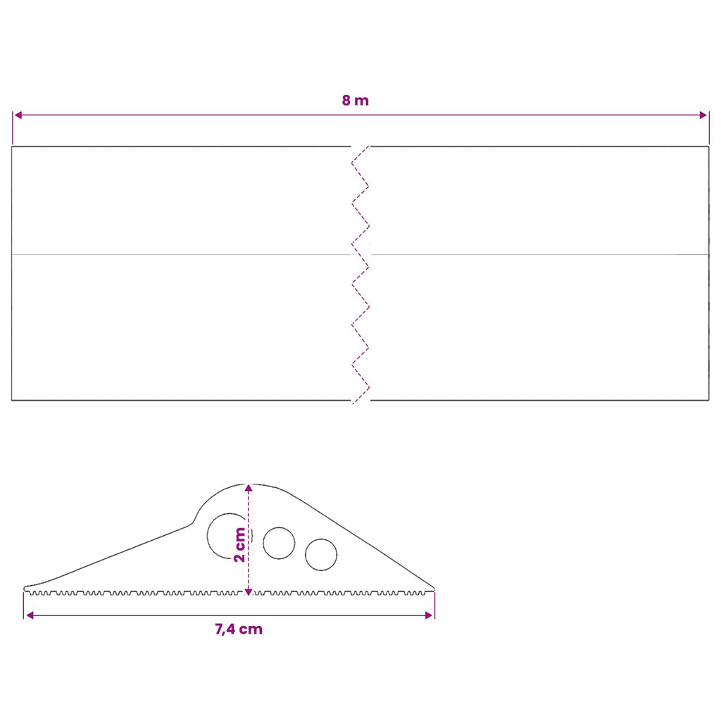 vidaXL Uszczelka podłogowa do garażu Czarny 74 x 20 mm 8 m Guma EPDM