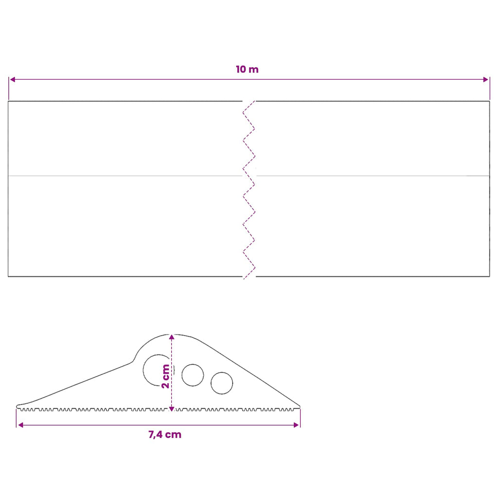vidaXL Uszczelka podłogowa do garażu Czarny 74 x 20 mm 10 m Guma EPDM