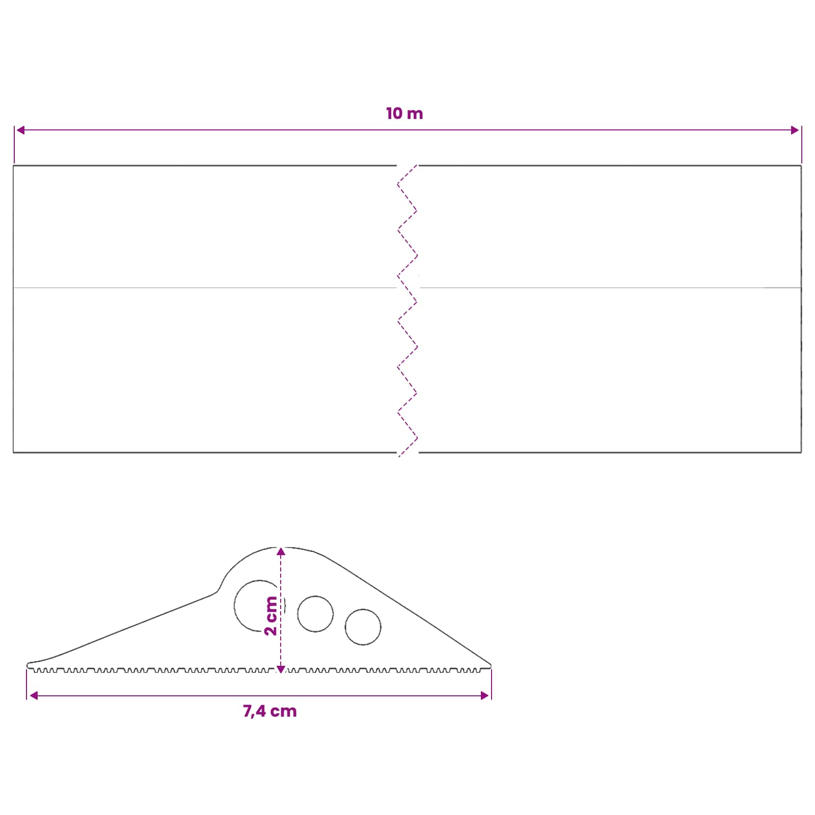 vidaXL Uszczelka podłogowa do garażu Czarny 74 x 20 mm 10 m Guma EPDM
