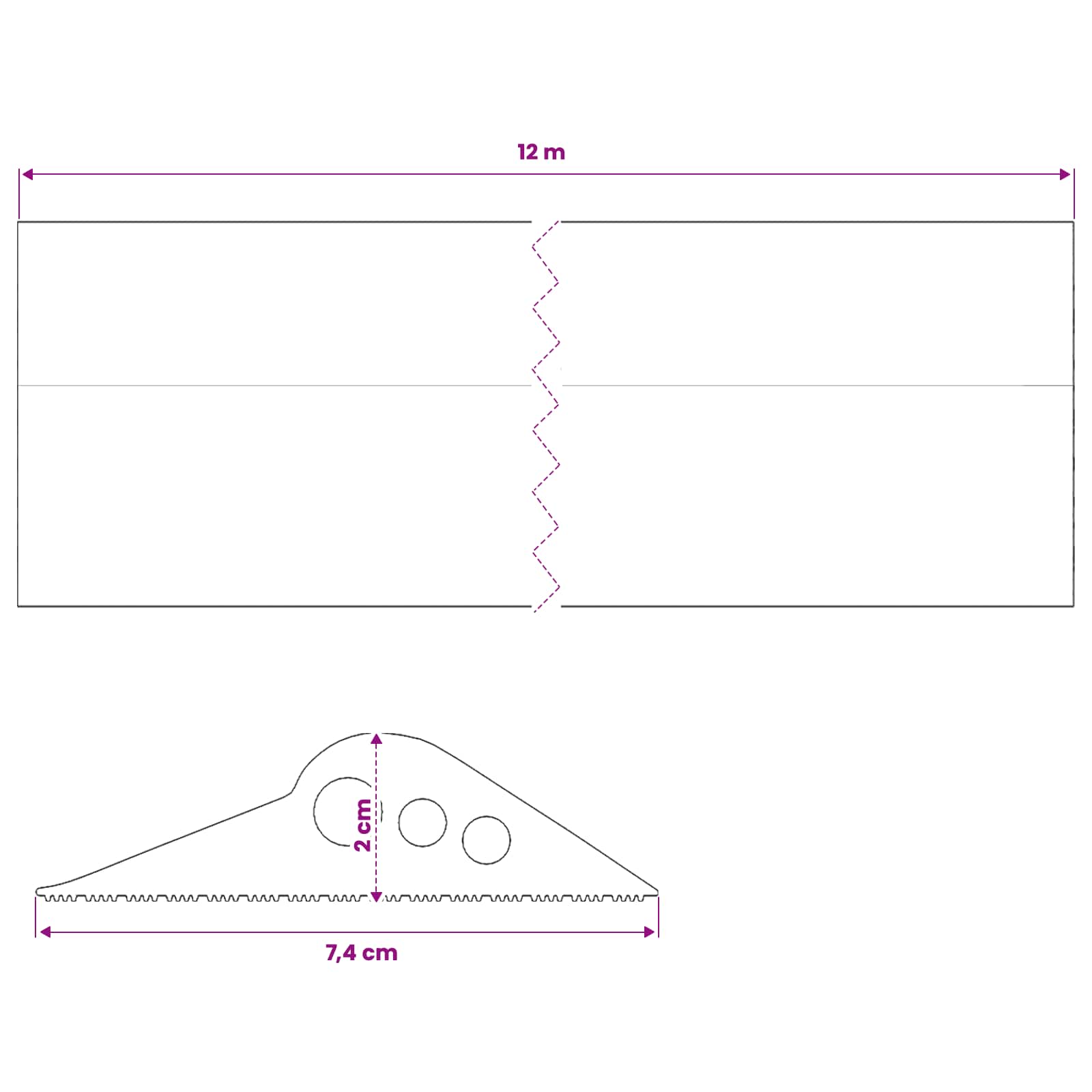 vidaXL Uszczelka podłogowa do garażu Czarny 74 x 20 mm 12 m Guma EPDM