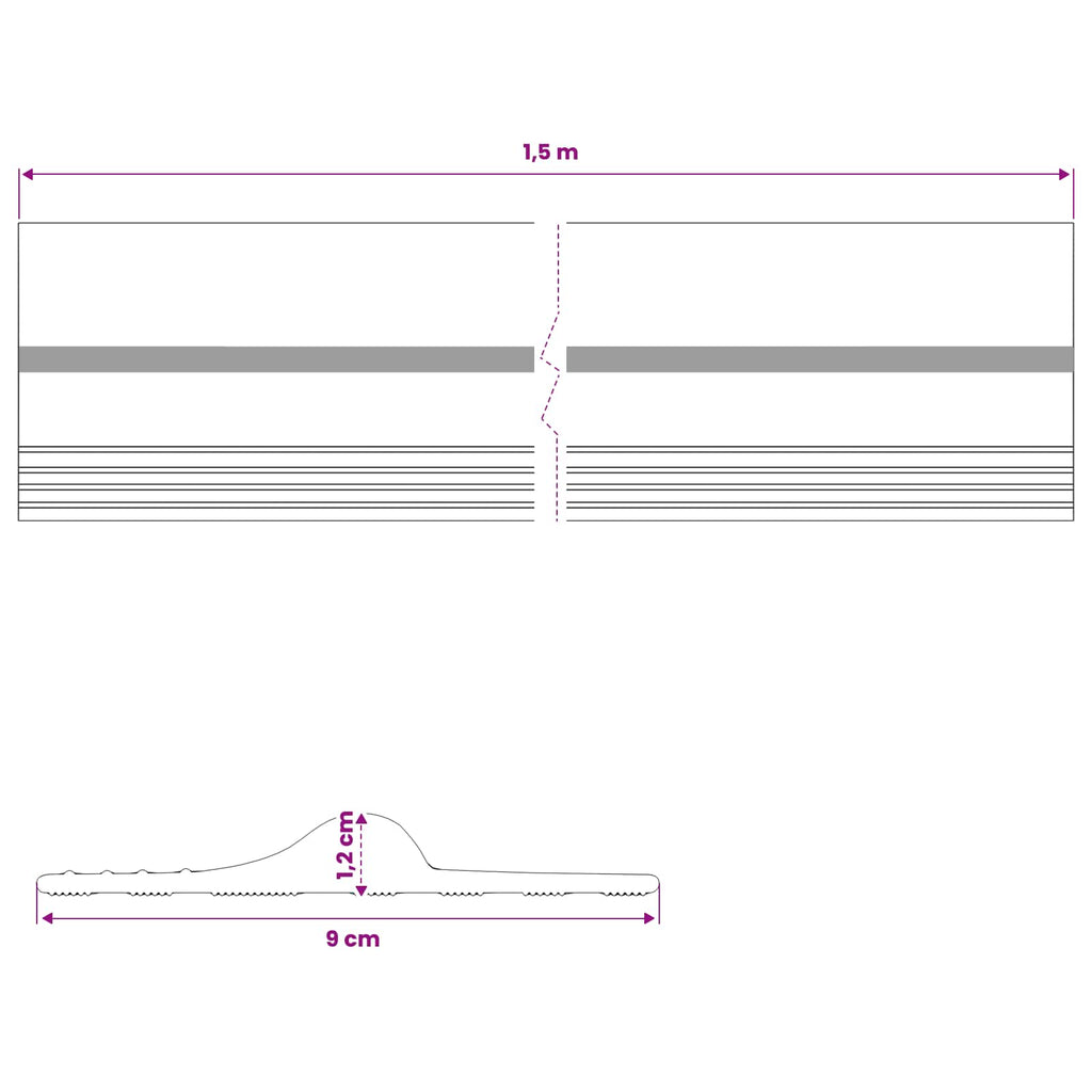 vidaXL Uszczelka podłogowa do garażu Czarny i Żółty 12 x 90 mm 1,5 m