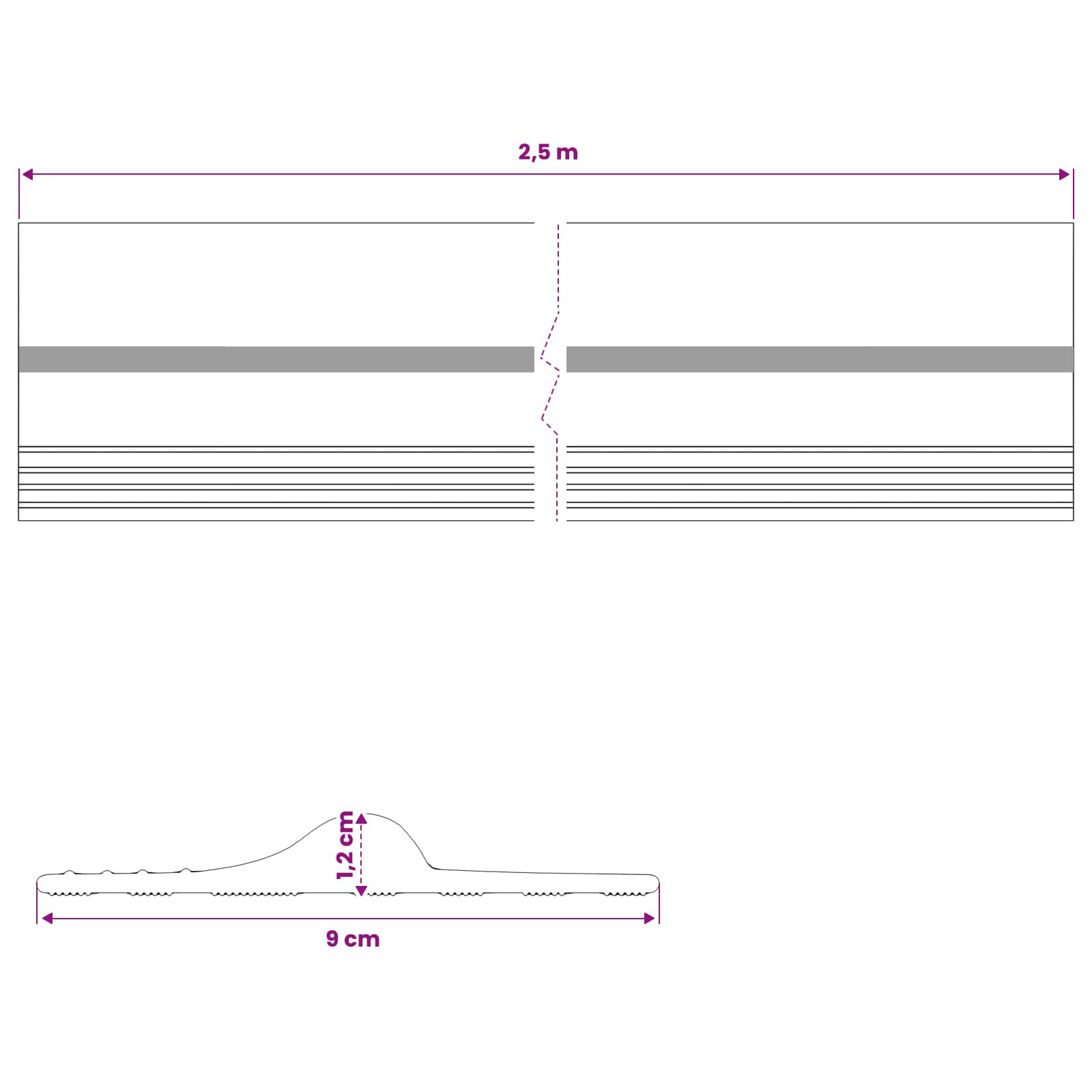vidaXL Uszczelka podłogowa do garażu Czarny i Żółty 12 x 90 mm 2,5 m