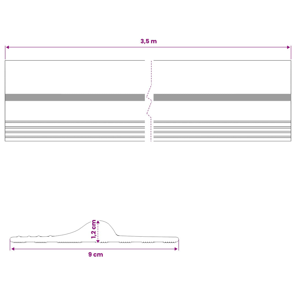 vidaXL Uszczelka podłogowa do garażu Czarny i Żółty 12 x 90 mm 3,5 m