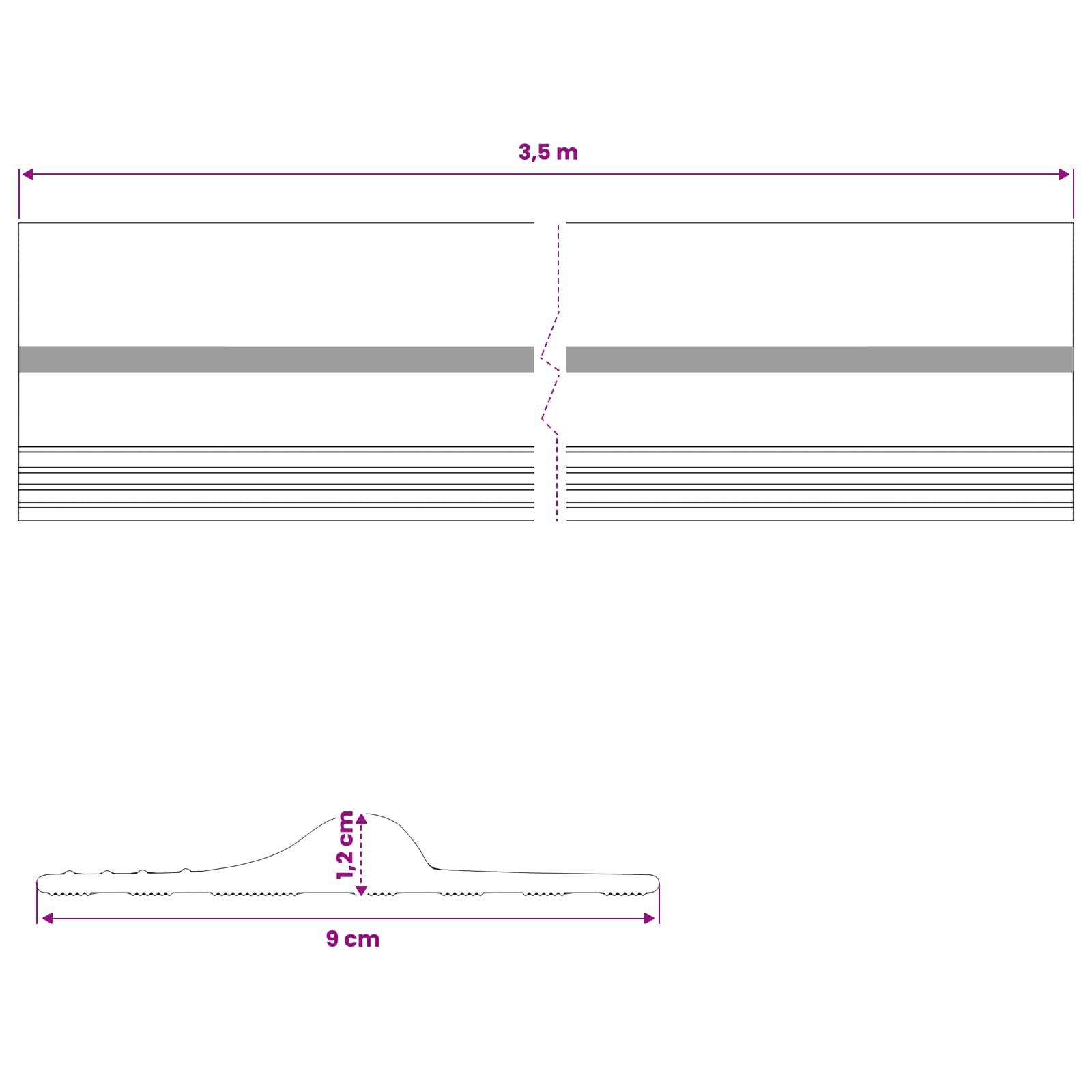 vidaXL Uszczelka podłogowa do garażu Czarny i Żółty 12 x 90 mm 3,5 m