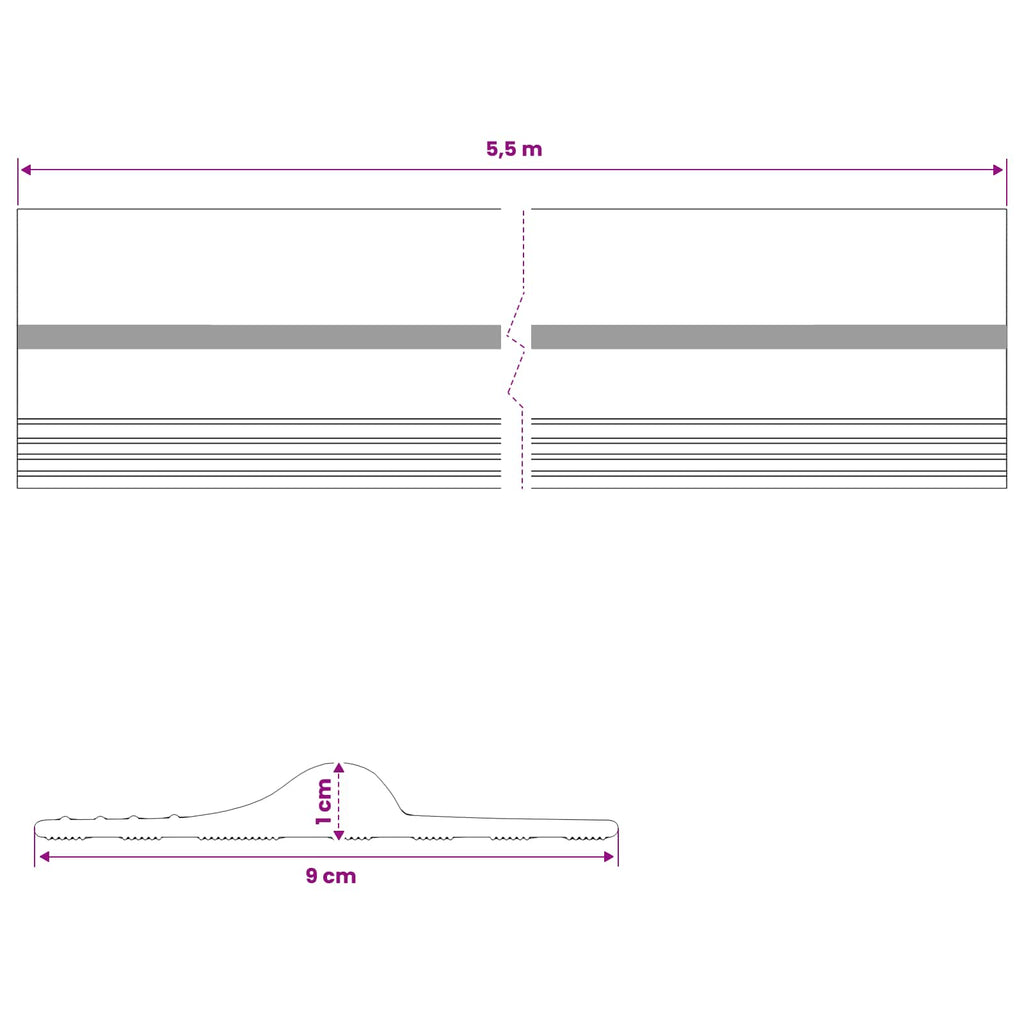 vidaXL Uszczelka podłogowa do garażu Czarny i Żółty 12 x 90 mm 5,5 m