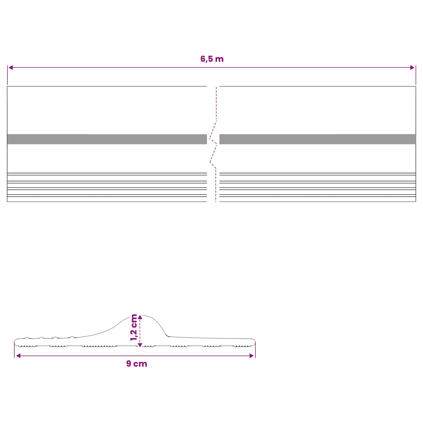 vidaXL Uszczelka podłogowa do garażu Czarny i Żółty 12 x 90 mm 6,5 m