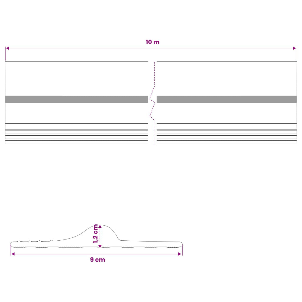 vidaXL Uszczelka podłogowa do garażu Czarny i Żółty 12 x 90 mm 10 m