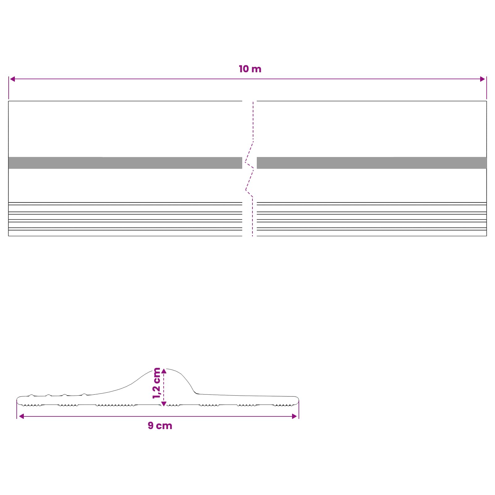 vidaXL Uszczelka podłogowa do garażu Czarny i Żółty 12 x 90 mm 10 m