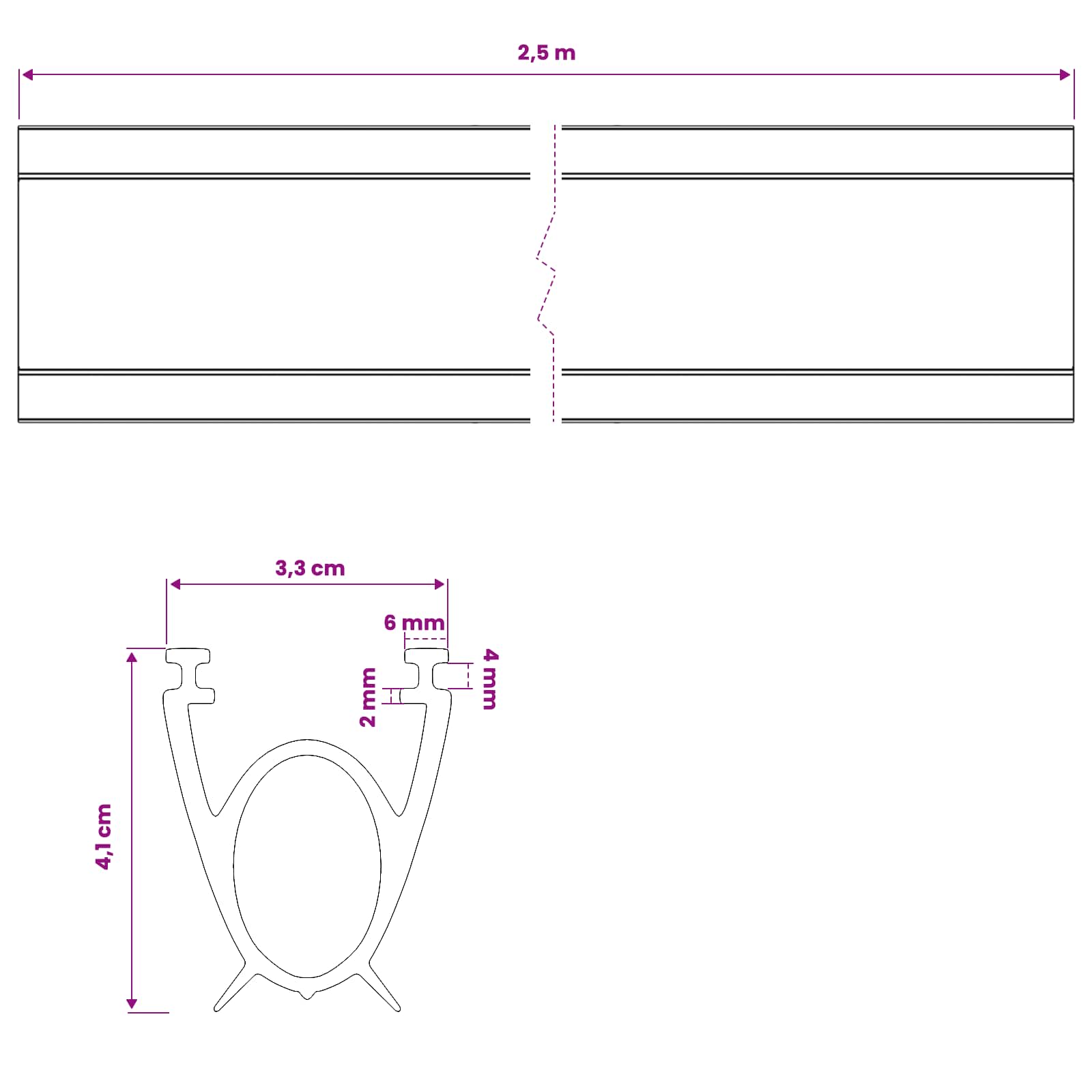 vidaXL Uszczelka drzwi garażowych Czarny 41 x 33 mm 2,5 m PVC