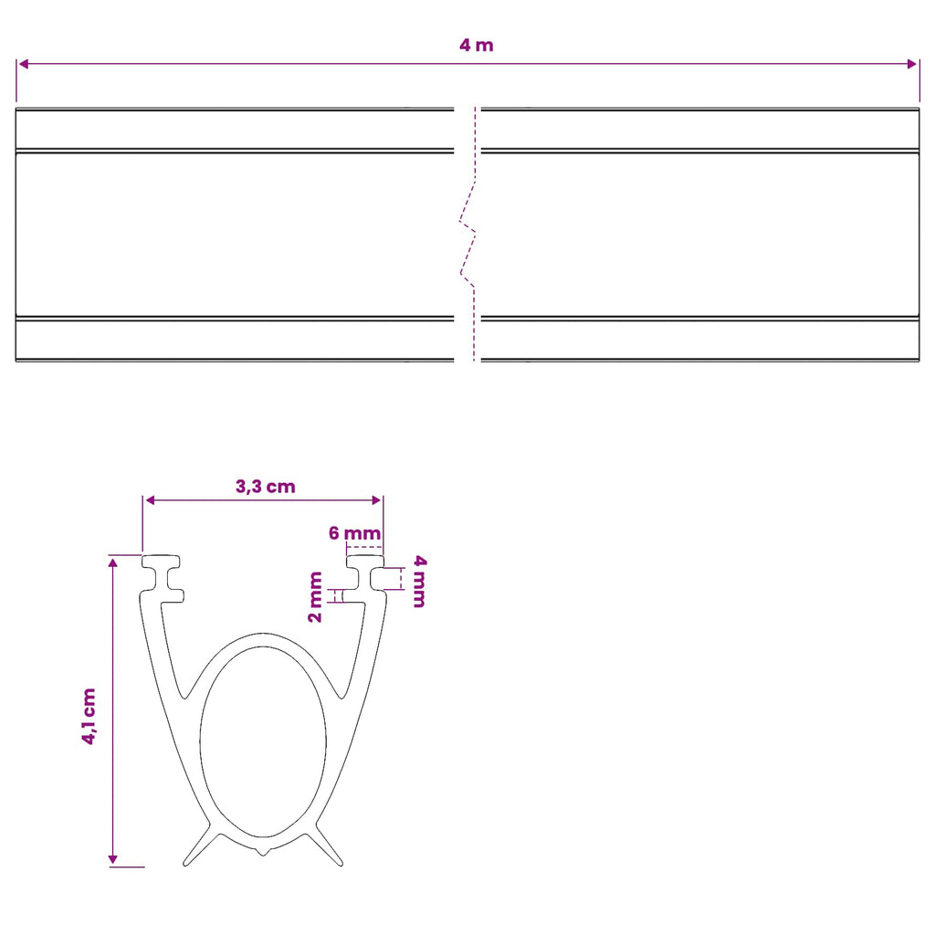 vidaXL Uszczelka drzwi garażowych Czarny 41 x 33 mm 4 m PVC