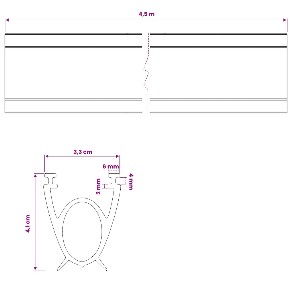 vidaXL Uszczelka drzwi garażowych Czarny 41 x 33 mm 4,5 m PVC