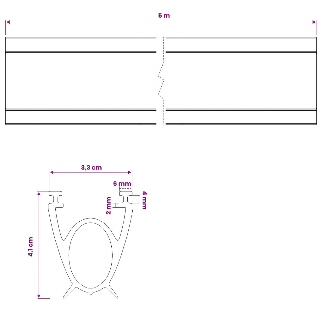 vidaXL Uszczelka drzwi garażowych Czarny 41 x 33 mm 5 m PVC