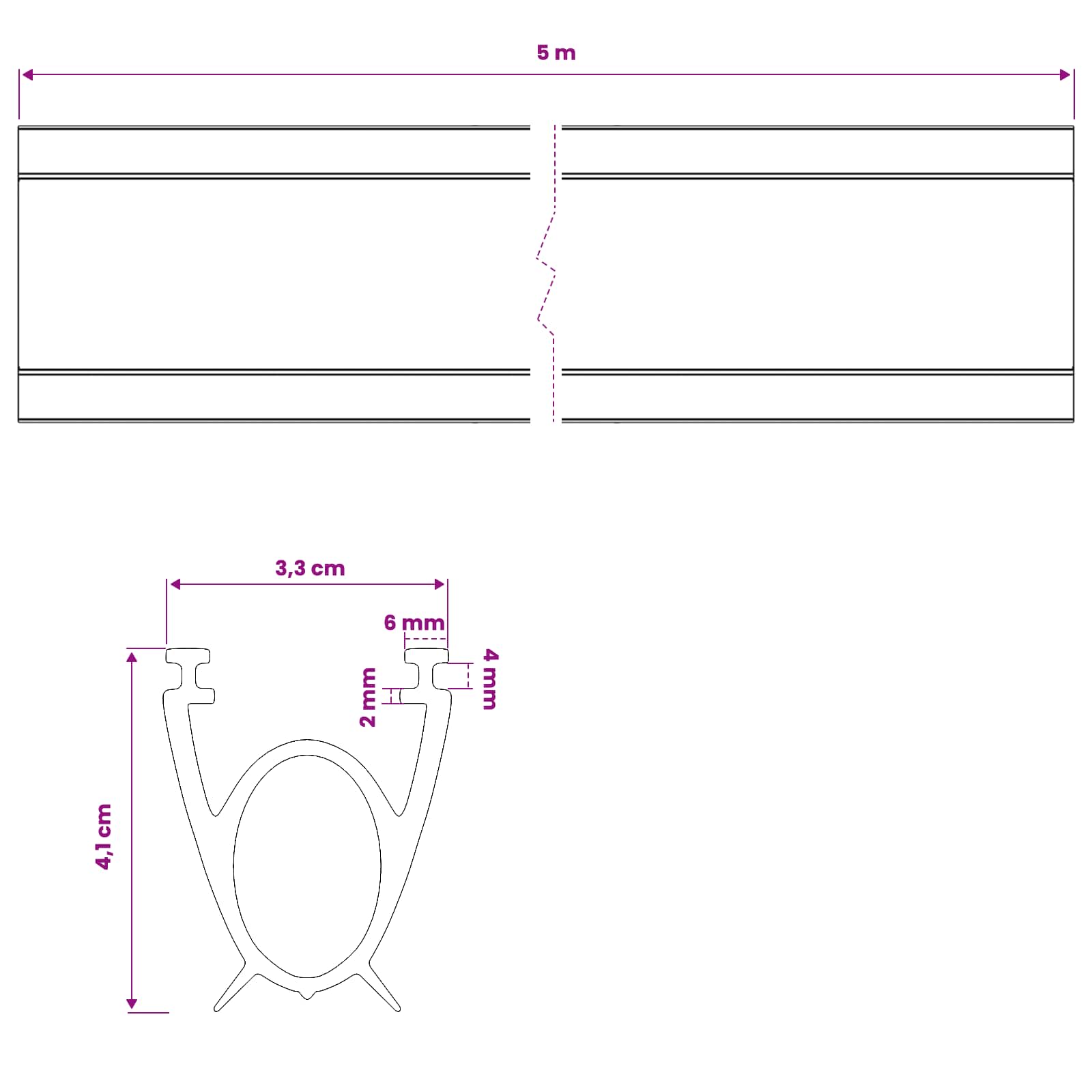 vidaXL Uszczelka drzwi garażowych Czarny 41 x 33 mm 5 m PVC