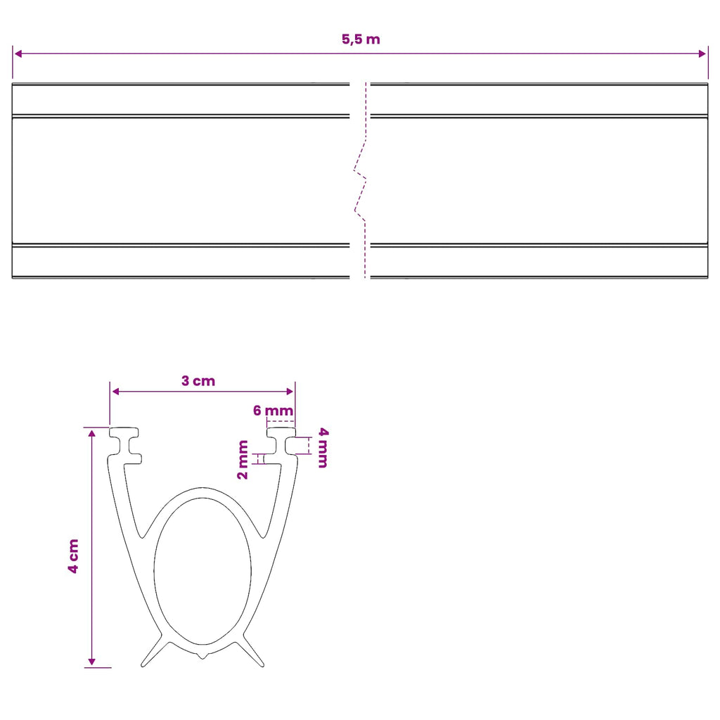 vidaXL Uszczelka drzwi garażowych Czarny 41 x 33 mm 5,5 m PVC