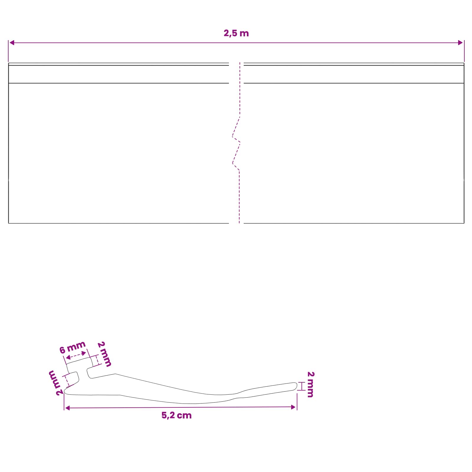 vidaXL Uszczelka drzwi garażowych Czarny 52 x 2 mm 2,5 m PVC