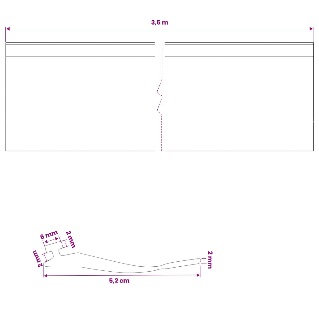 vidaXL Uszczelka drzwi garażowych Czarny 52 x 2 mm 3,5 m PVC