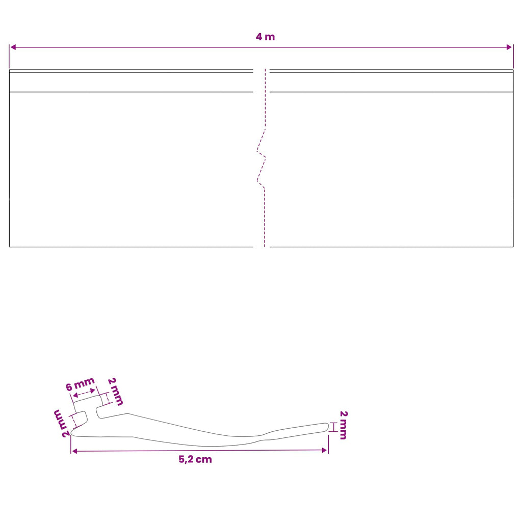 vidaXL Uszczelka drzwi garażowych Czarny 52 x 2 mm 4 m PVC