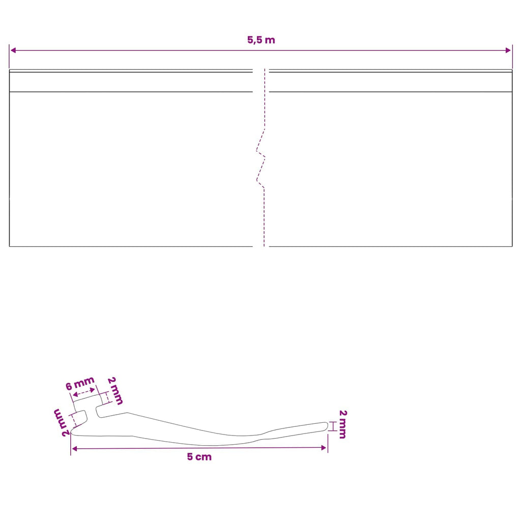 vidaXL Uszczelka drzwi garażowych Czarny 52 x 2 mm 5,5 m PVC