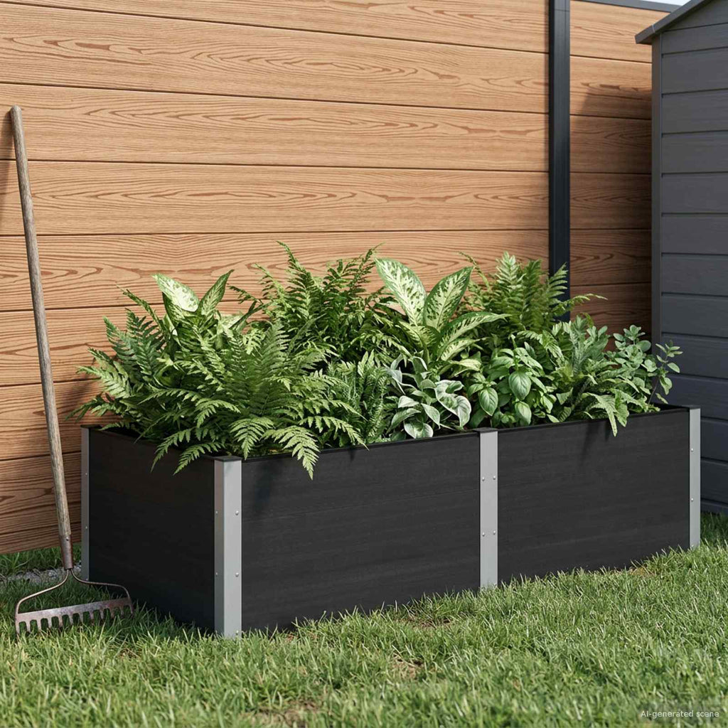 vidaXL Podniesiona rabata ogrodowa Czarny 200 x 100 x 54 cm