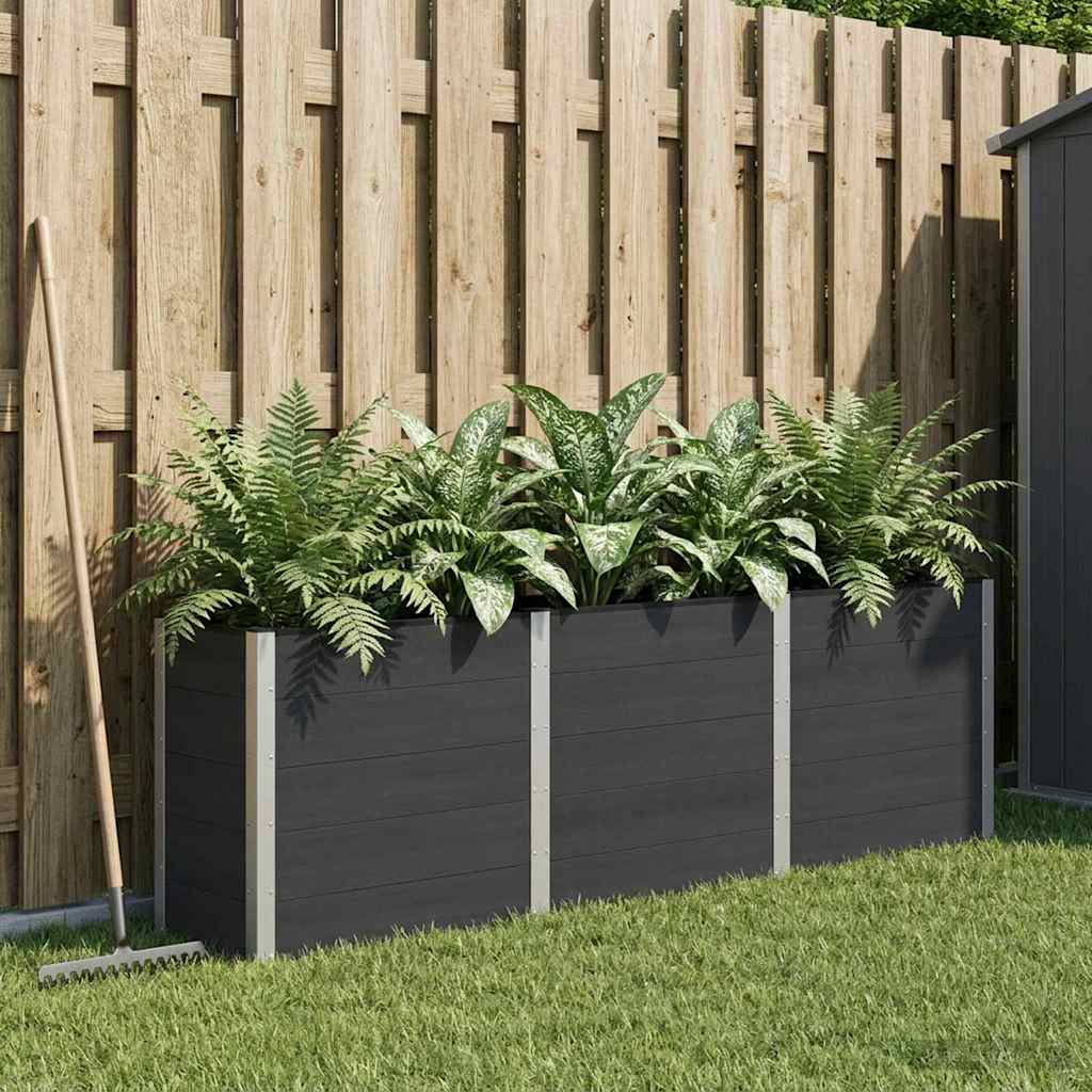 vidaXL Podniesiona rabata ogrodowa Czarny 300 x 50 x 91 cm