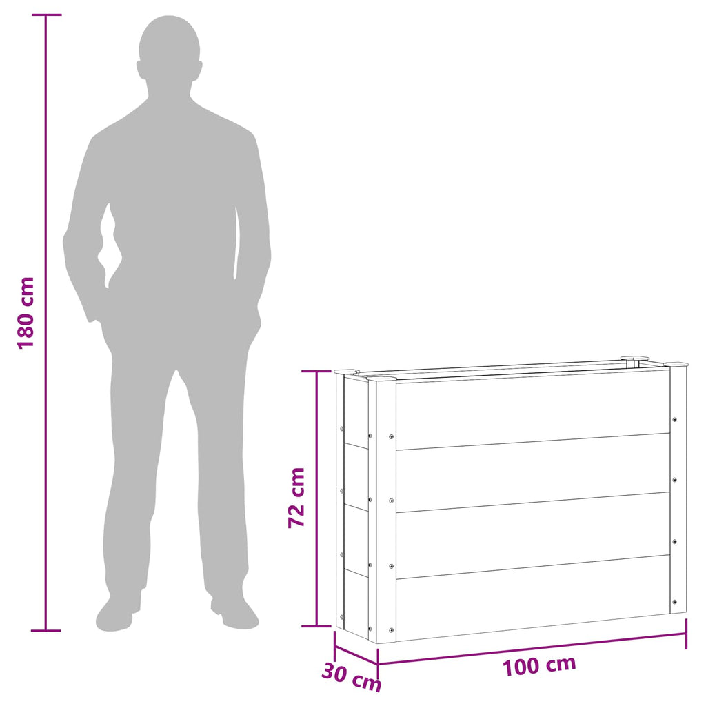 vidaXL Podniesiona rabata ogrodowa Szary 100 x 30 x 72 cm