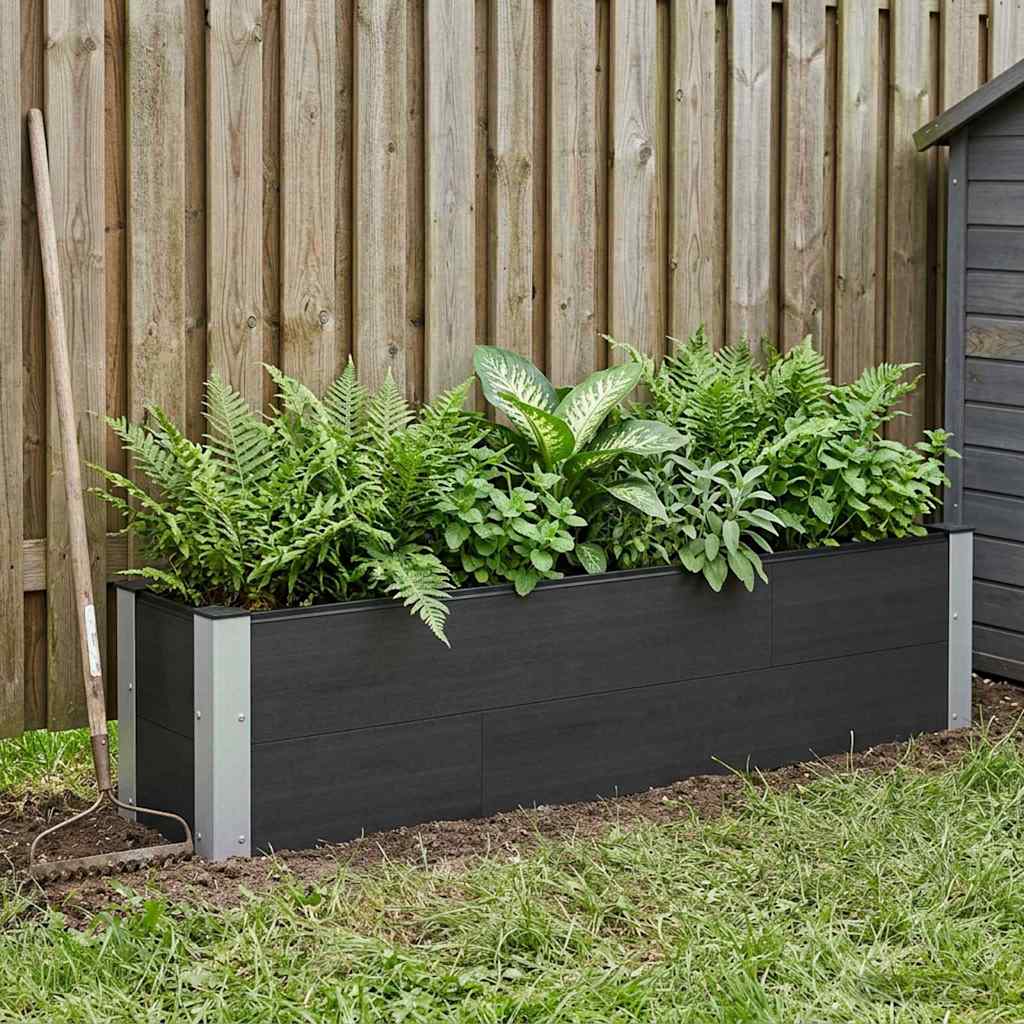vidaXL Podniesiona rabata ogrodowa Czarny 150 x 30 x 36 cm