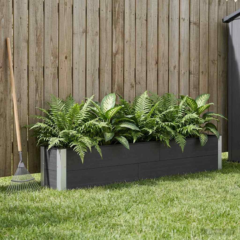 vidaXL Podniesiona rabata ogrodowa Czarny 200 x 30 x 36 cm