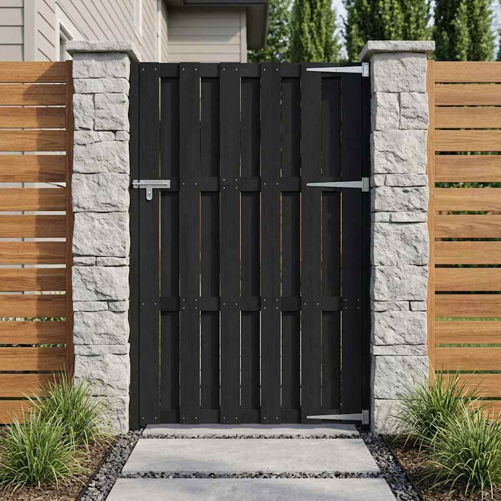 vidaXL Brama ogrodowa 100 x 180 cm WPC i aluminium Czarny
