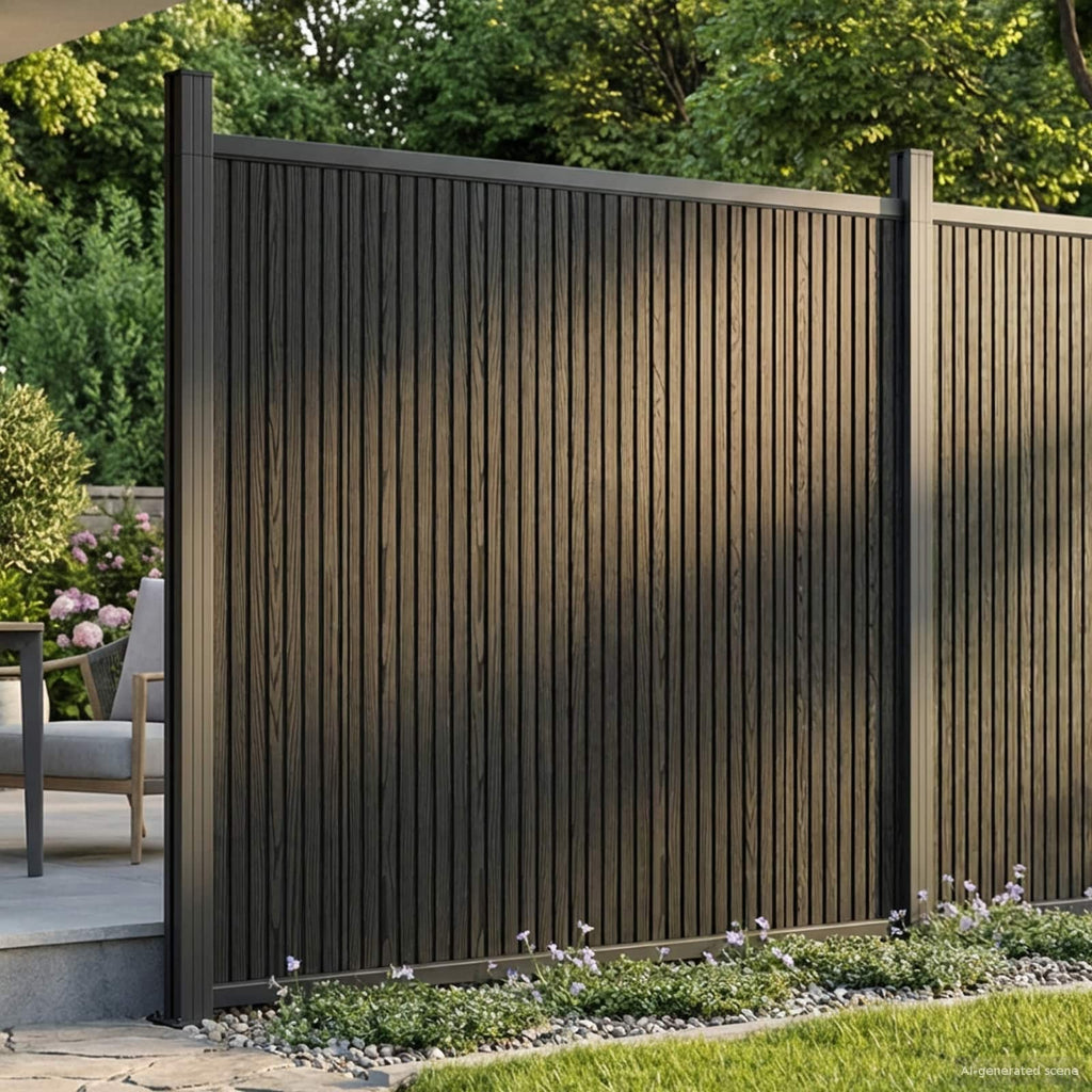 vidaXL Panel ogrodzeniowy WPC i aluminium Czarny