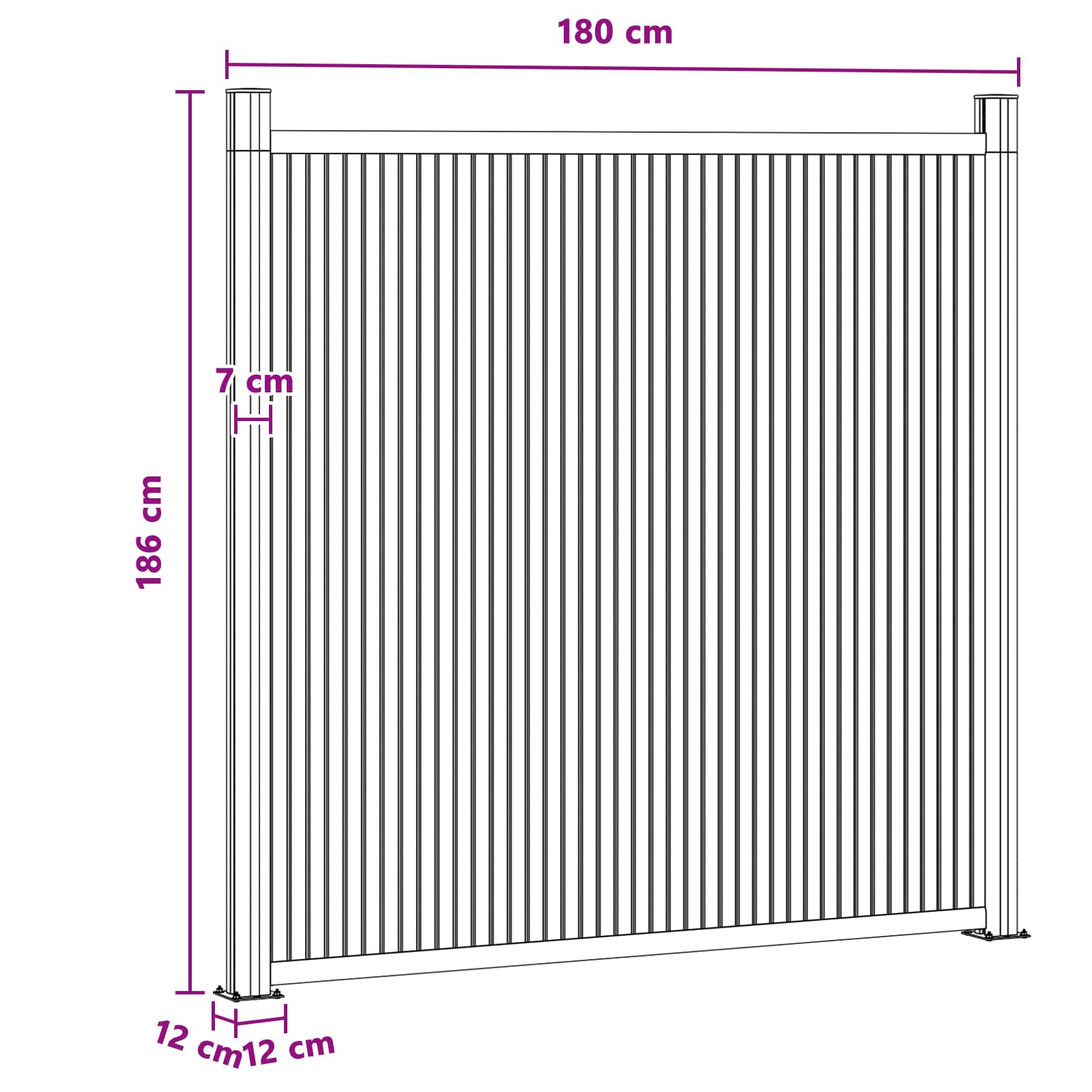 vidaXL Panel ogrodzeniowy WPC i aluminium Czarny