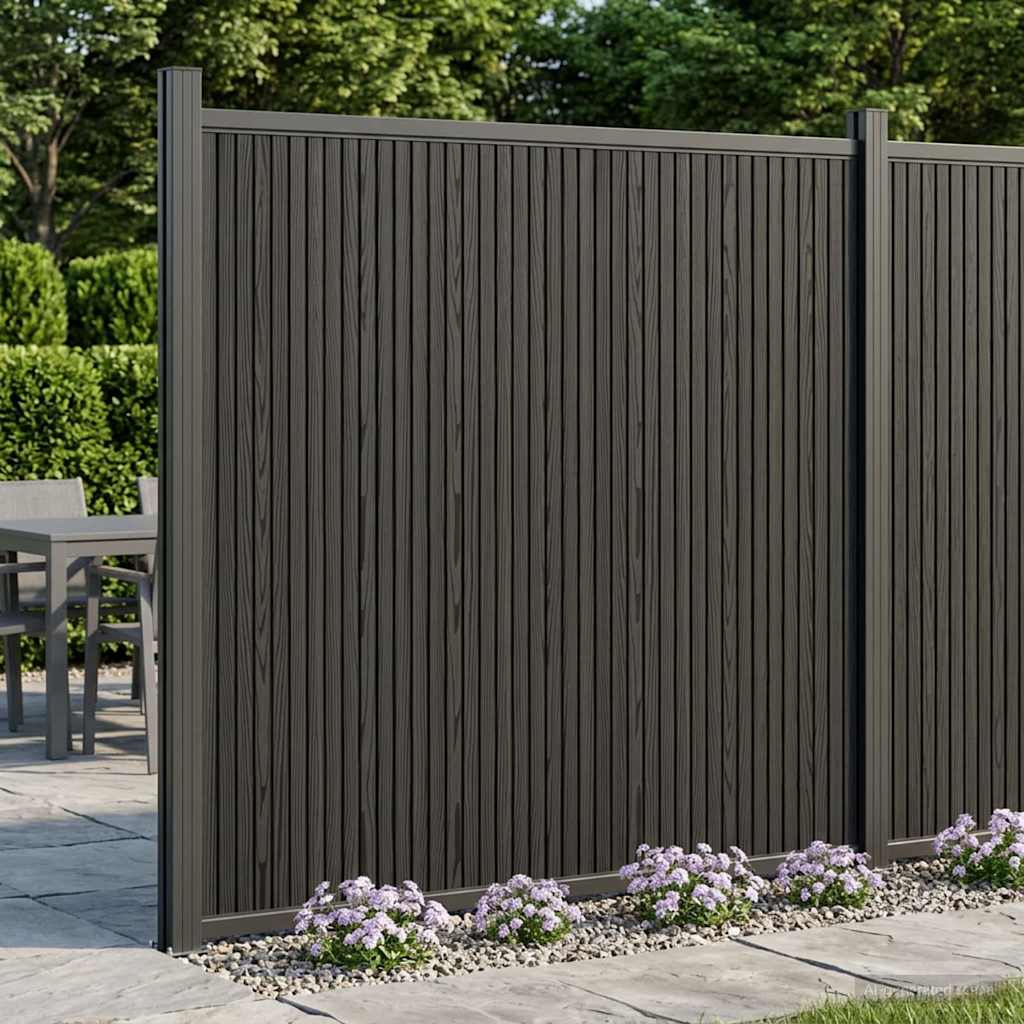 vidaXL Panel ogrodzeniowy WPC i aluminium Czarny