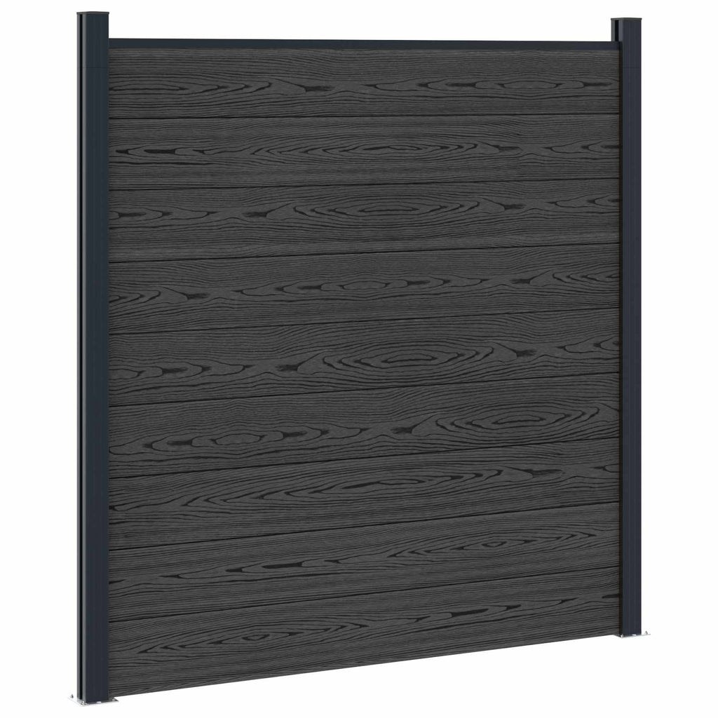vidaXL Zestaw ogrodzeniowy 180 x 186 cm WPC i aluminium Czarny
