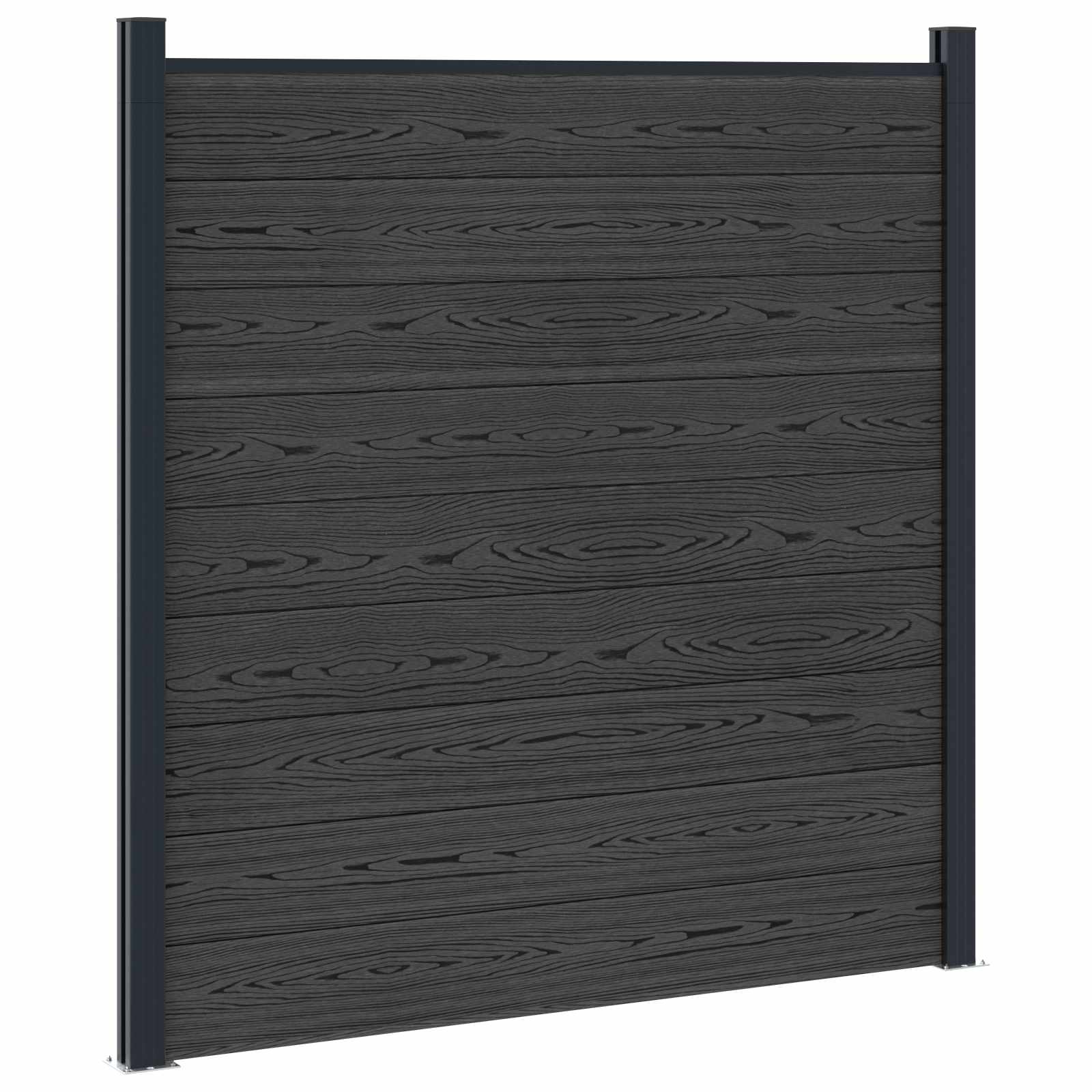 vidaXL Zestaw ogrodzeniowy 180 x 186 cm WPC i aluminium Czarny