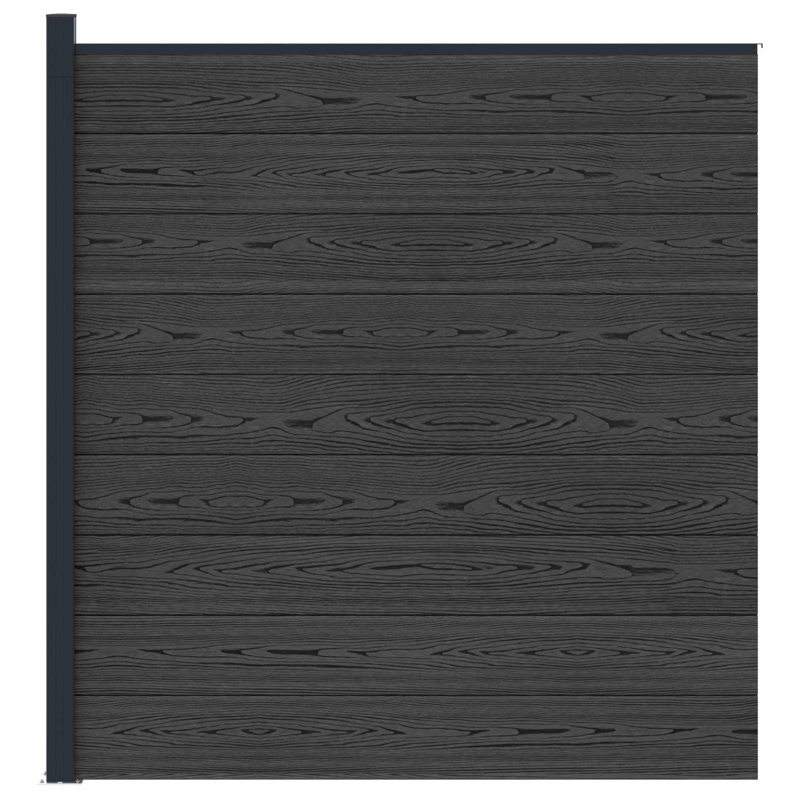 vidaXL Zestaw ogrodzeniowy 175 x 186 cm WPC i aluminium Czarny