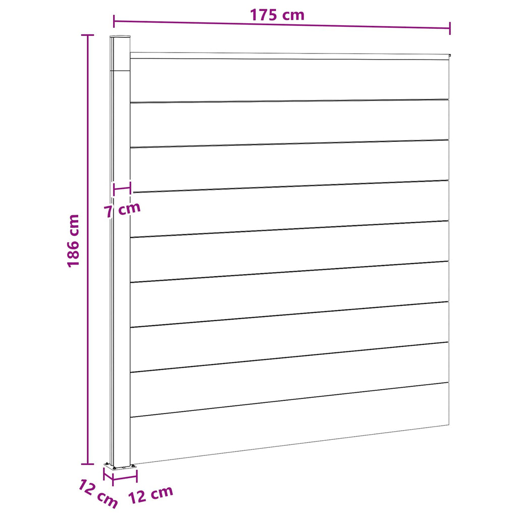 vidaXL Zestaw ogrodzeniowy 175 x 186 cm WPC i aluminium Czarny