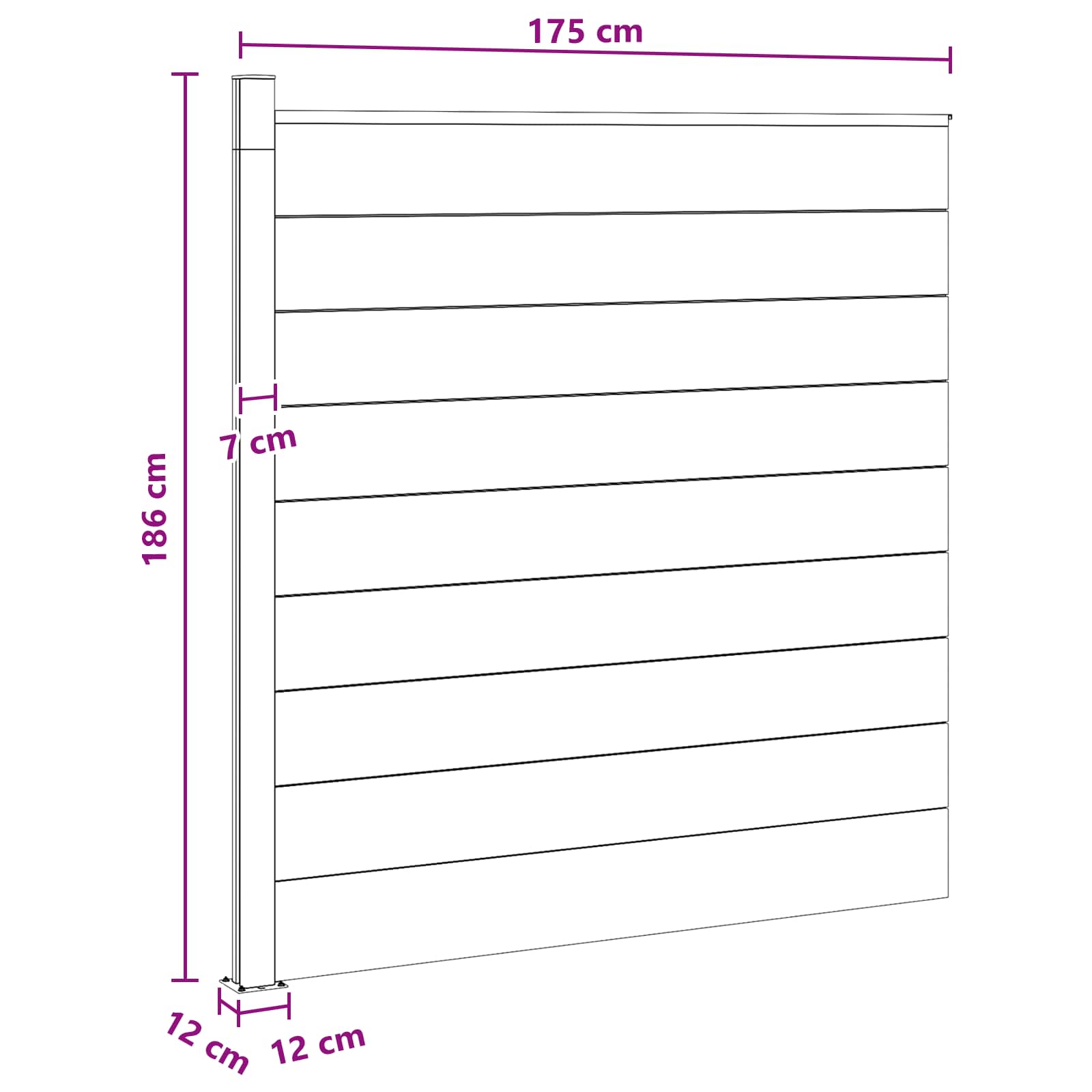 vidaXL Zestaw ogrodzeniowy 175 x 186 cm WPC i aluminium Czarny
