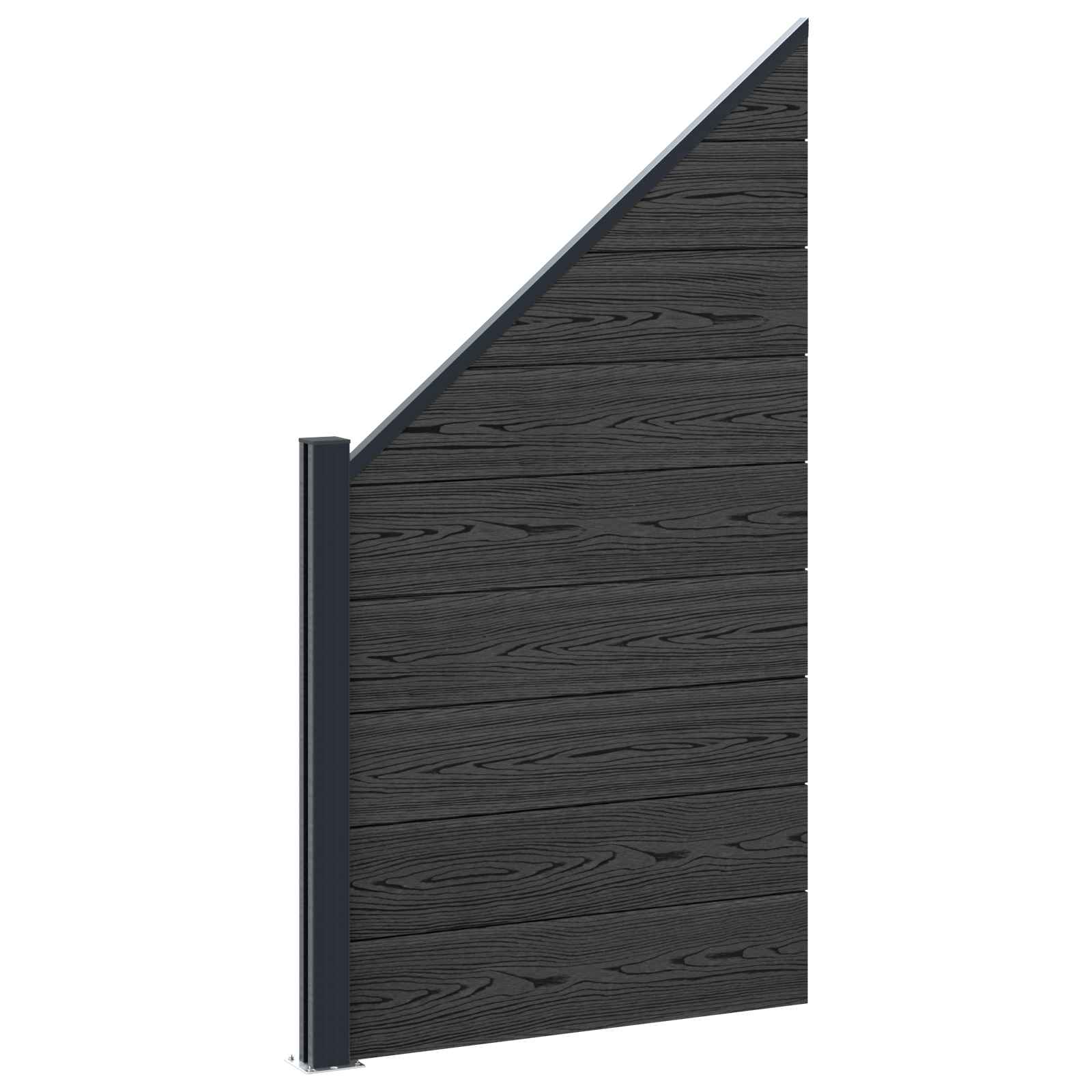 vidaXL Zestaw ogrodzeniowy 95 x 180 cm WPC i aluminium Czarny
