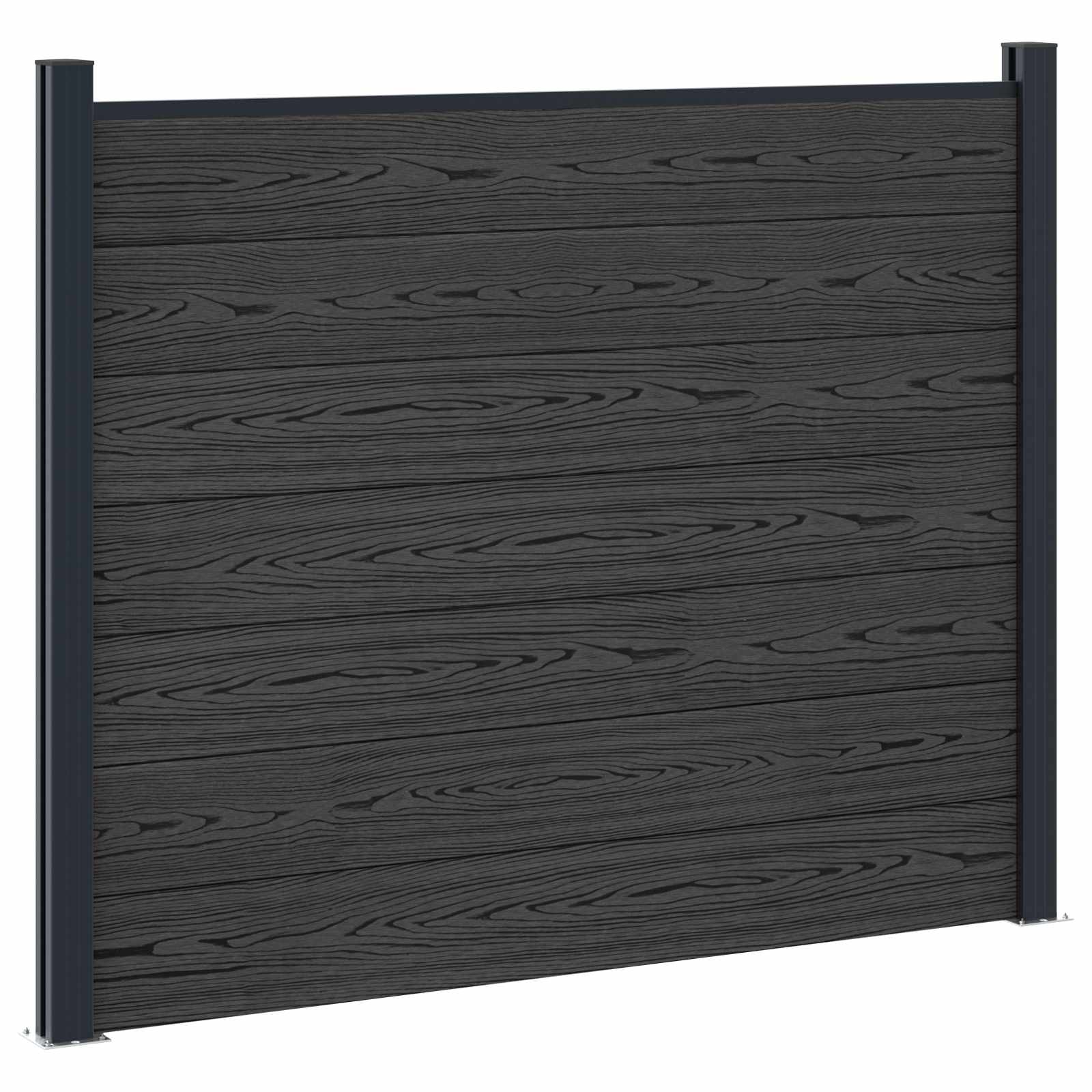 vidaXL Panel ogrodzeniowy WPC i aluminium Czarny